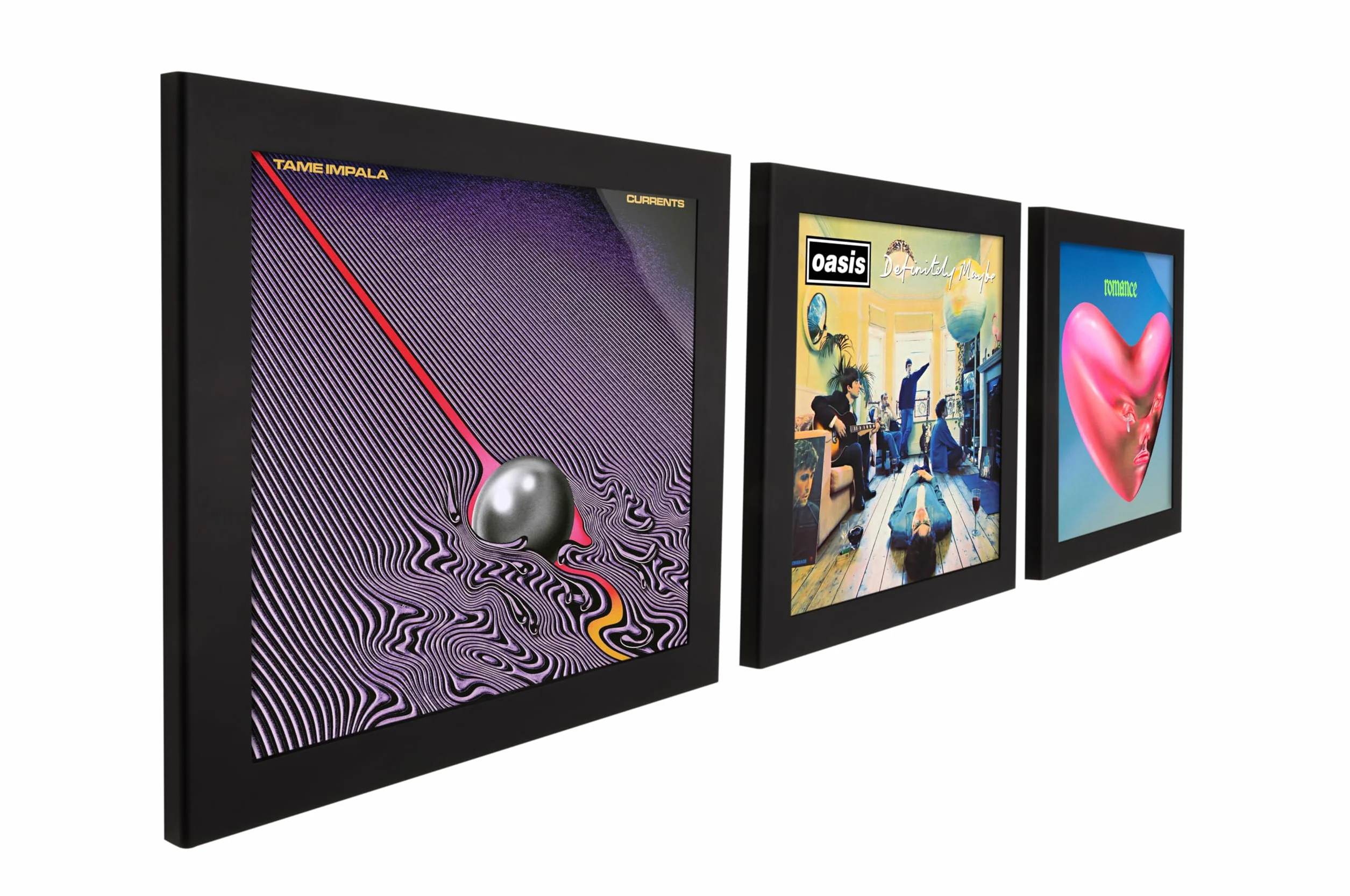 Art Vinyl Play and Display Rama na Winyle - Zestaw 3 Sztuk 38 x 38 cm Czarny Mat z Ochroną UV i Akrylem Odpornym na Zarysowania - Na Pojedynczy Winyl lub 1-3 LP/Podwójny LP Gatefold - Łatwy Montaż