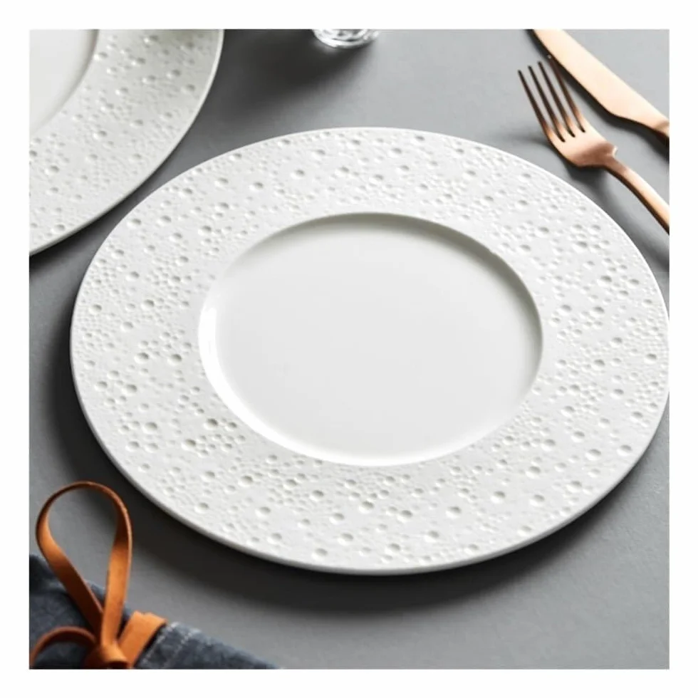 Biały Ceramiczny Talerz Do Steków – 12,5-Calowy Płaski Talerz Jadalny W Stylu Zachodnim Do Makaronów, Steków I Innych Dań – Elegancka Zastawa Stołowa Do Restaur