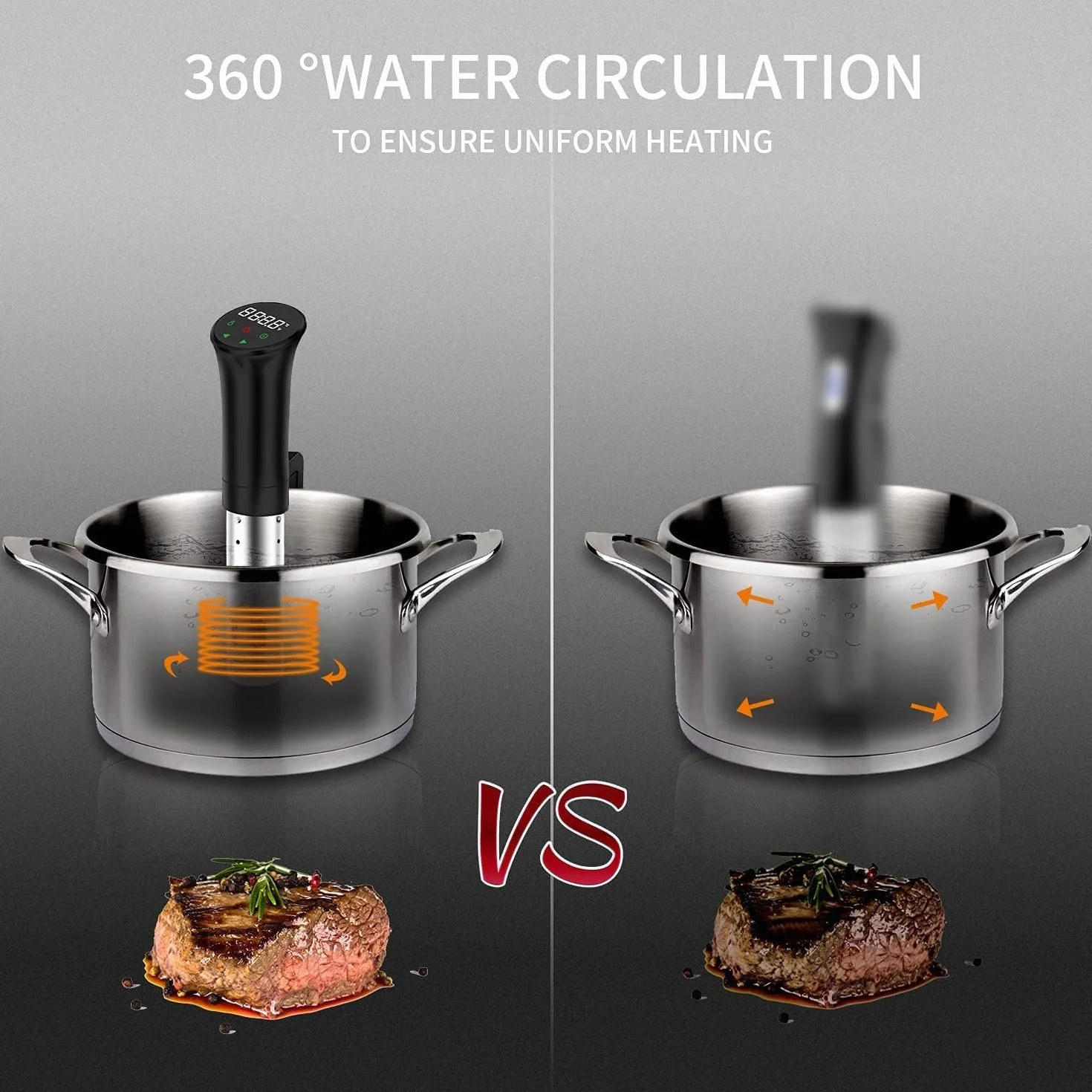 Sous vide Sous-vide Garer, precyzyjny garnek do gotowania, cyrkulator zanurzenia, wydajna, cicha cyrkulacja wody, niski poziom oleju i niskotłuszczowy, zdrowe odżywianie, czarny (wielokrotnego użytku)