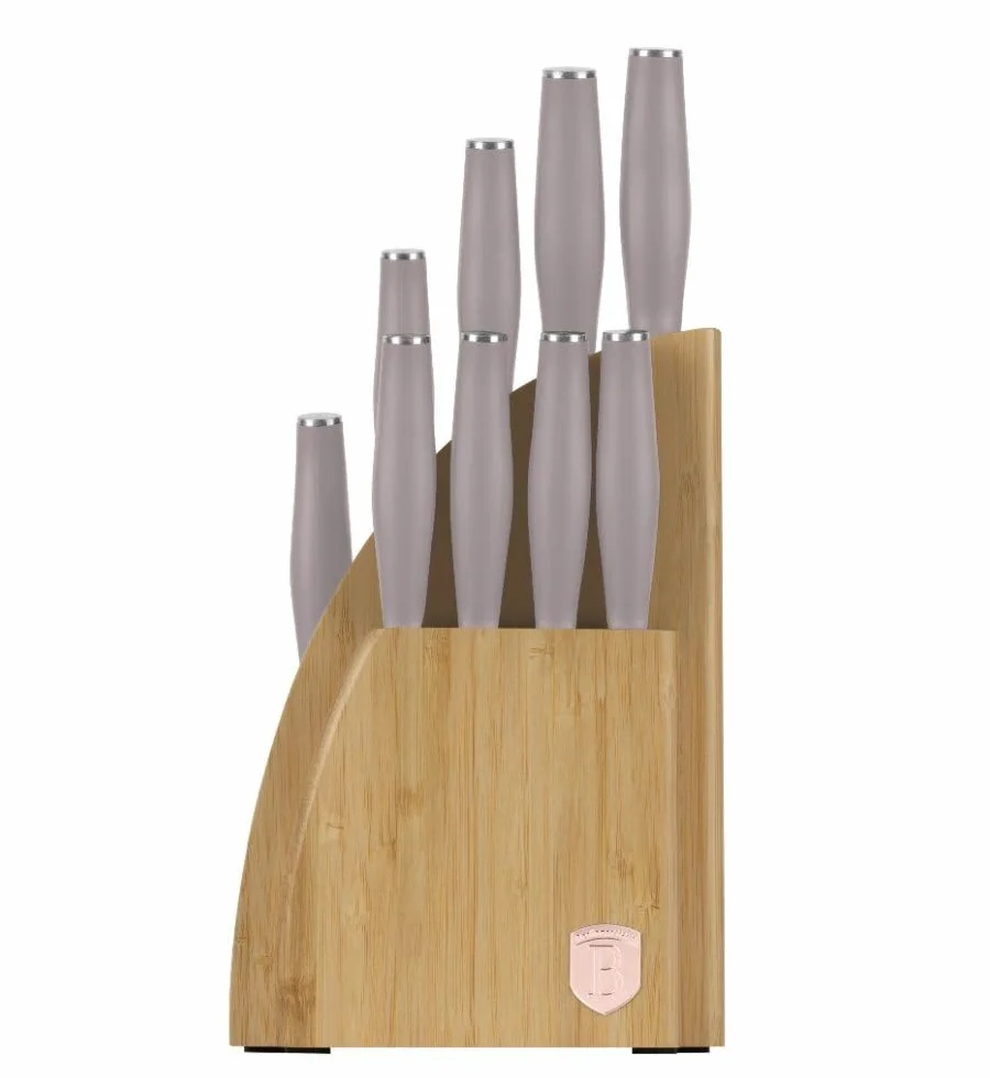 Berlinger Haus Zestaw noży ze stojakiem BAMBOO 10 sztuk Taupe Collection BH-3122