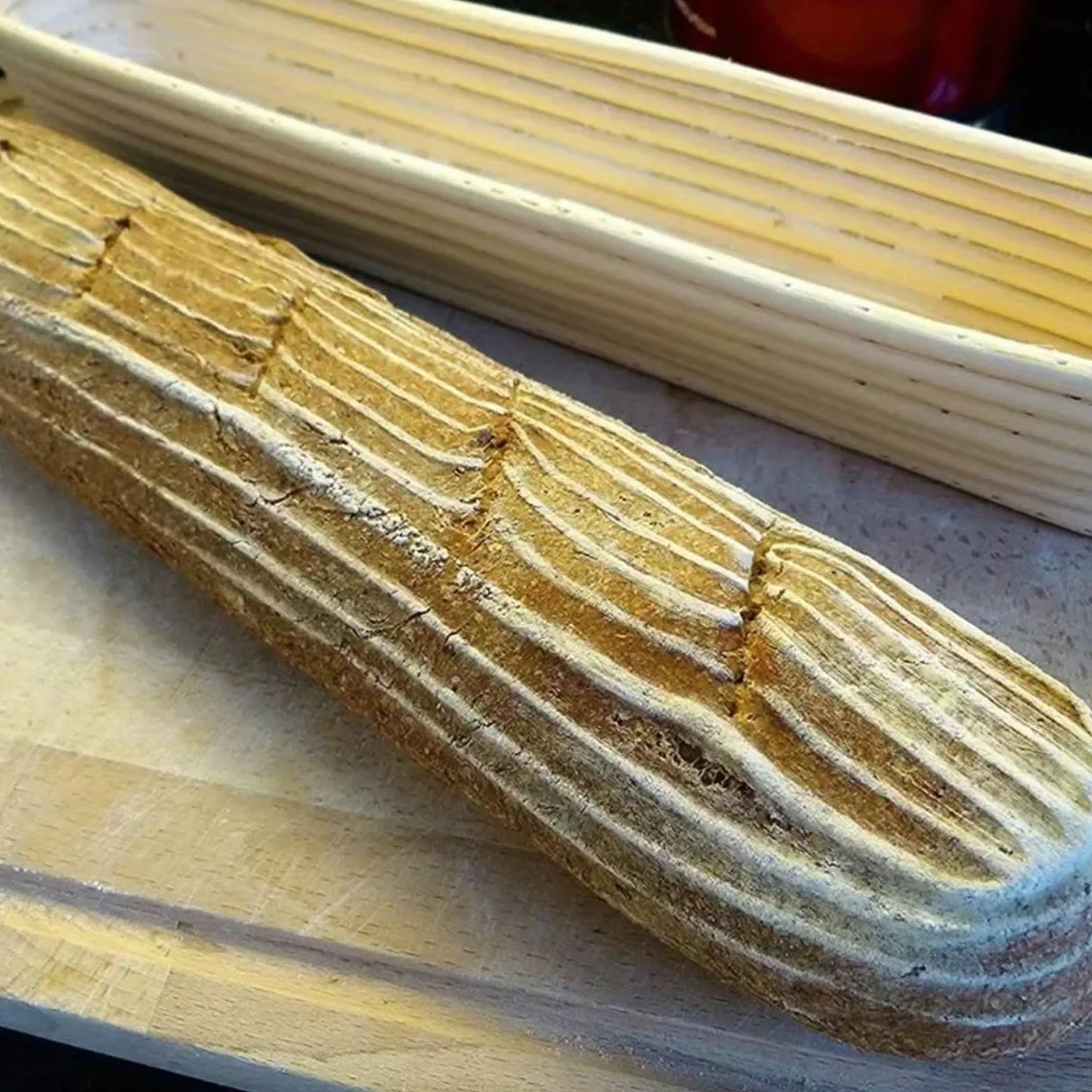Kosz do proofingu chleba, Kosze do wyrastania chleba bagietkowego z wyściółką tkaniny Kolor drewna Wiele rozmiarów Rattan(43X9X5.5CM)