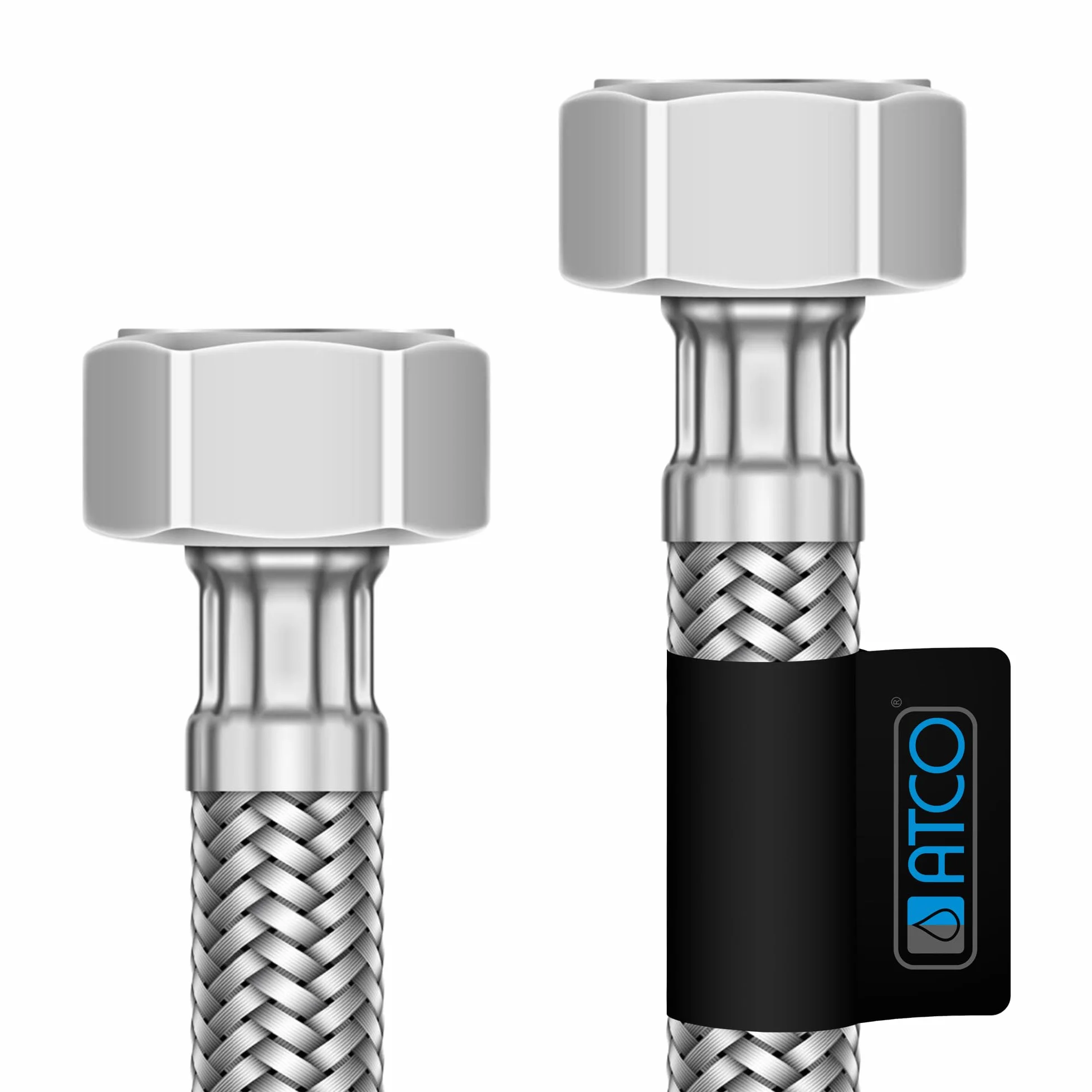 ATCO® elastyczny wąż ze stali nierdzewnej, 3/8" IG x 1/2" IG – różne długości (3/8" IG x 1/2" IG x 1/2" IG x 80 cm)