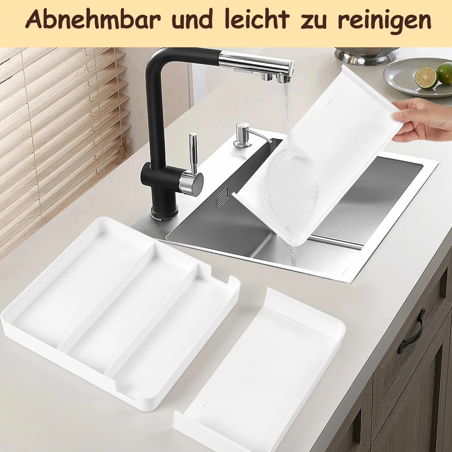 Tacka Organizer w Stylu, Rozszerzalna Taca na Przybory do Szuflady, Głębokość 27 cm, Rozszerzalna do 45,5 cm, Tacka Sztućce, Wkład Szuflady na Sztućce