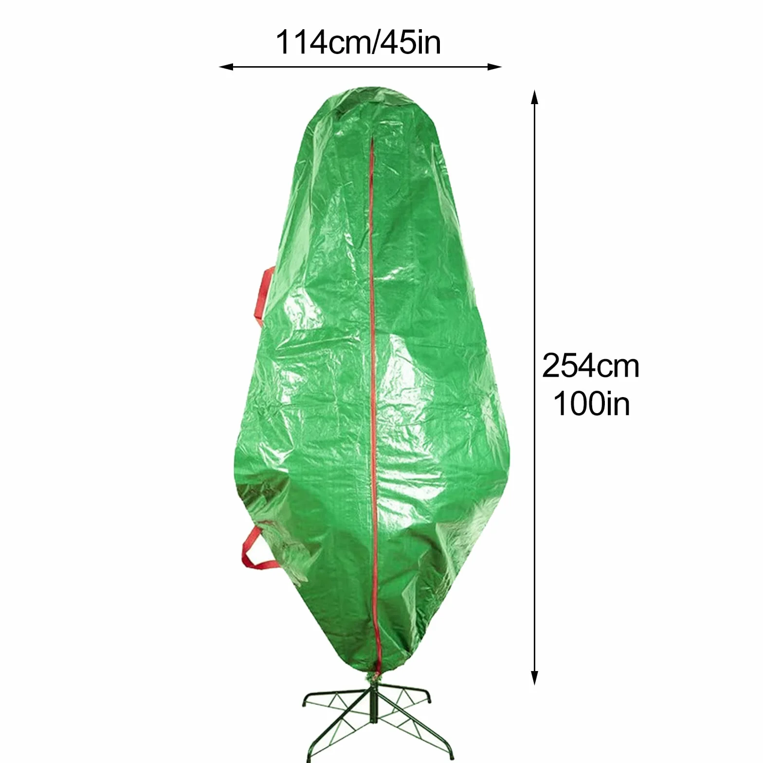 Osłona przeciwpyłowa na choinkę, pionowa torba do przechowywania choinki z zamkiem błyskawicznym, sznurek, pokrowiec na choinkę, 114 x 254 cm