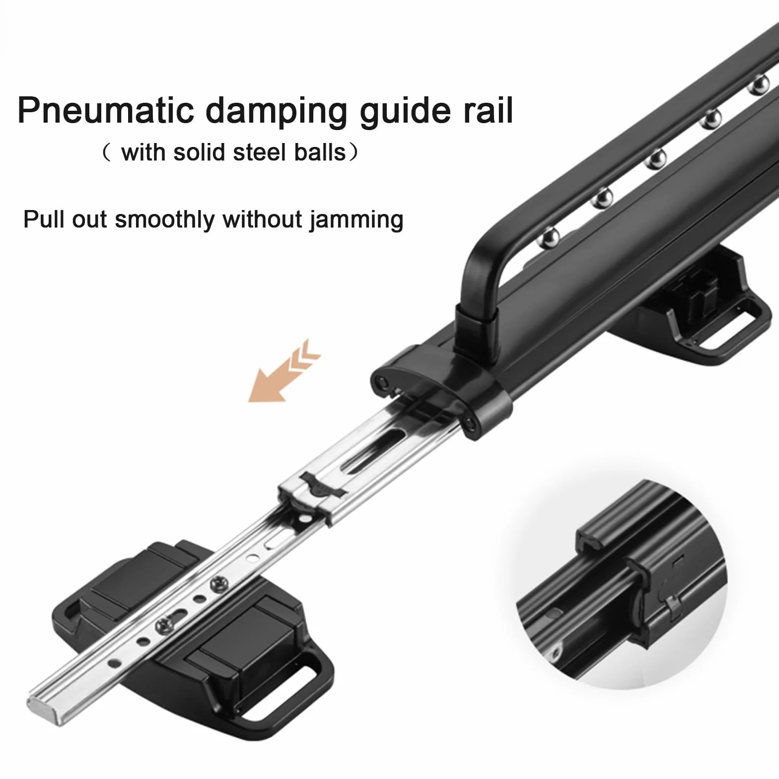 Wieszak Na Ubrania Wysuwany Do Szafki, Drążek Do Zawieszania Typu Push-Pull, Tłumik Drgań Z Kulką, Stop Aluminium, Łożysko 25 Kg, Biały, 35,6 Cm