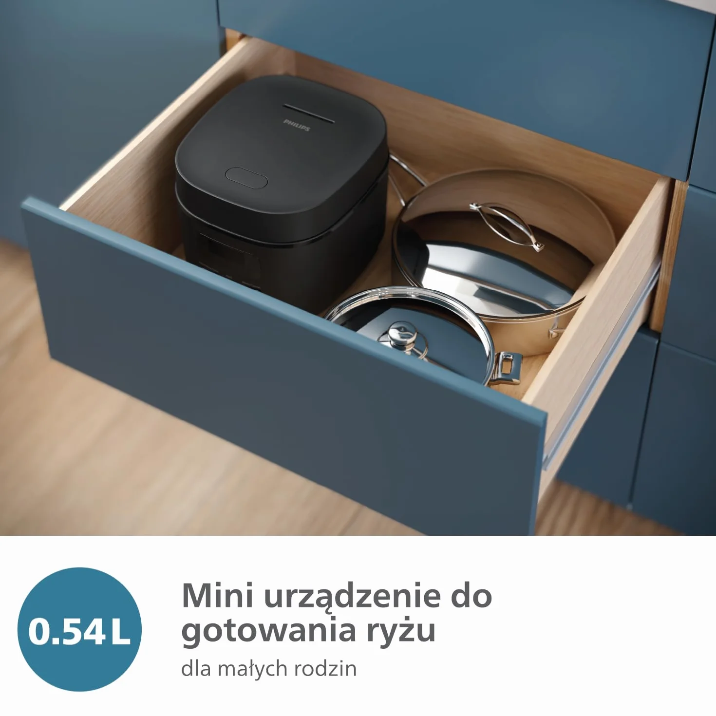 Mini urządzenie do gotowania ryżu Philips z serii 3000-0,54 l, 5-warstwowa powłoka Bakuhanseki, 30-minutowy tryb szybkiego gotowania, 5 automatycznych menu, kolor czarny (HD3080/80)
