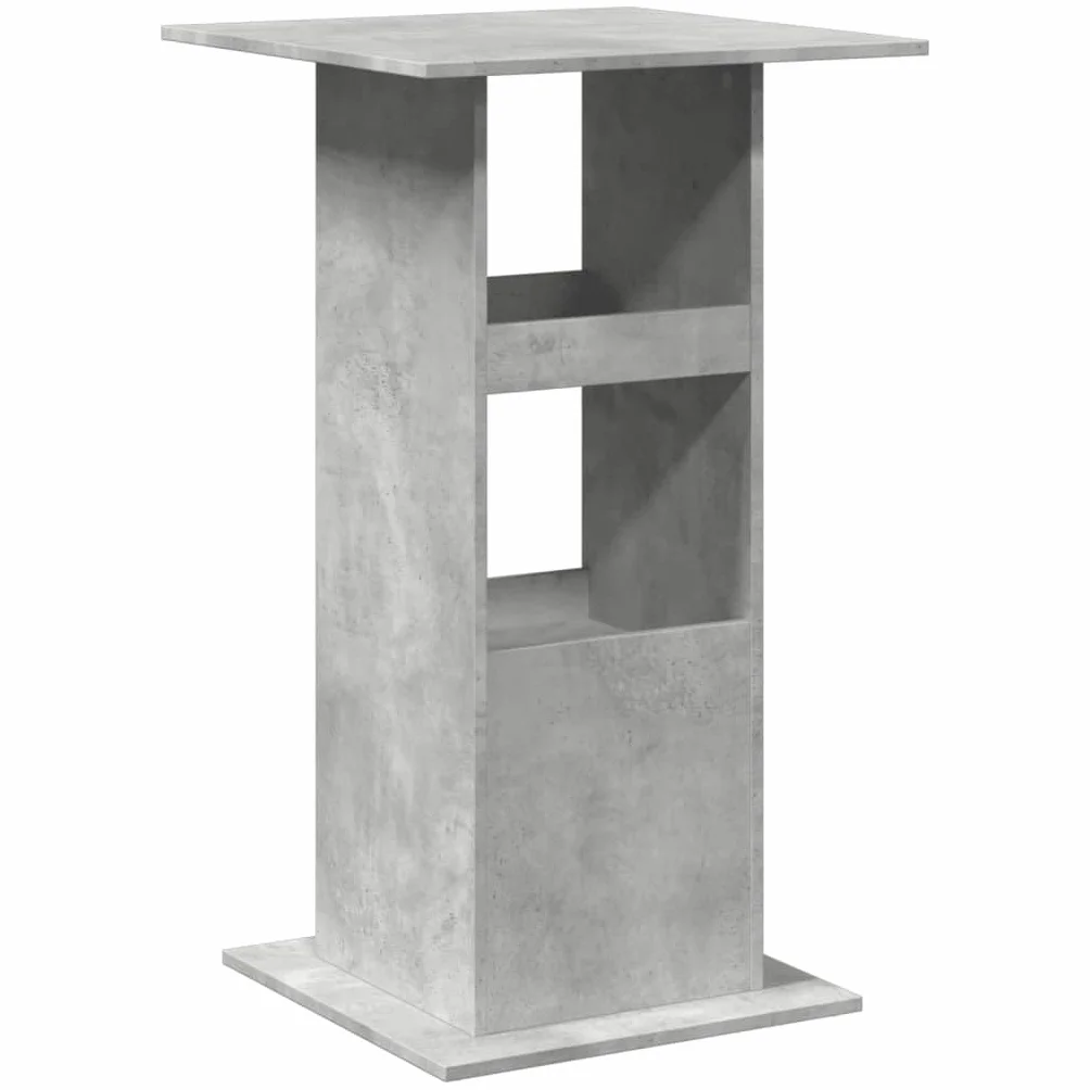 Stół barowy z półkami, szary betonowy, 60 x 60 x 102 cm, materiał drewnopochodny, trwały stół stojący do kuchni, jadalni, uniwersalny stół kuchenny, stół bistro