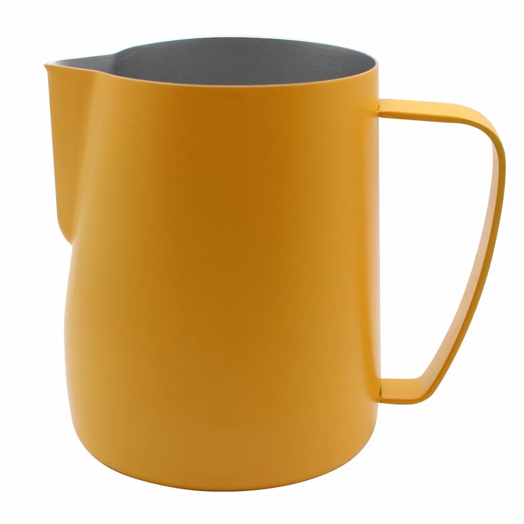 Dzbanek do spieniania ze stali nierdzewnej Dzbanek do gotowania na parze Odpowiedni do kawy, latte i spieniania mleka 600 ml żółty