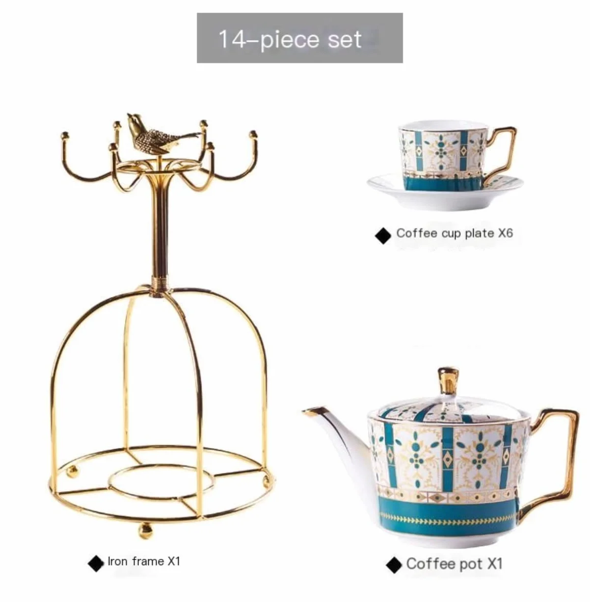 Zestaw Herbaty 14 Szt. Zestaw Do Herbaty Styl Europejski Szkliwiona Porcelana Serwis Kawy I Z Filiżankami Spodkiem Popołudniowa Herbata Drinkware Dla Domu Dzbanek do Filiżanki