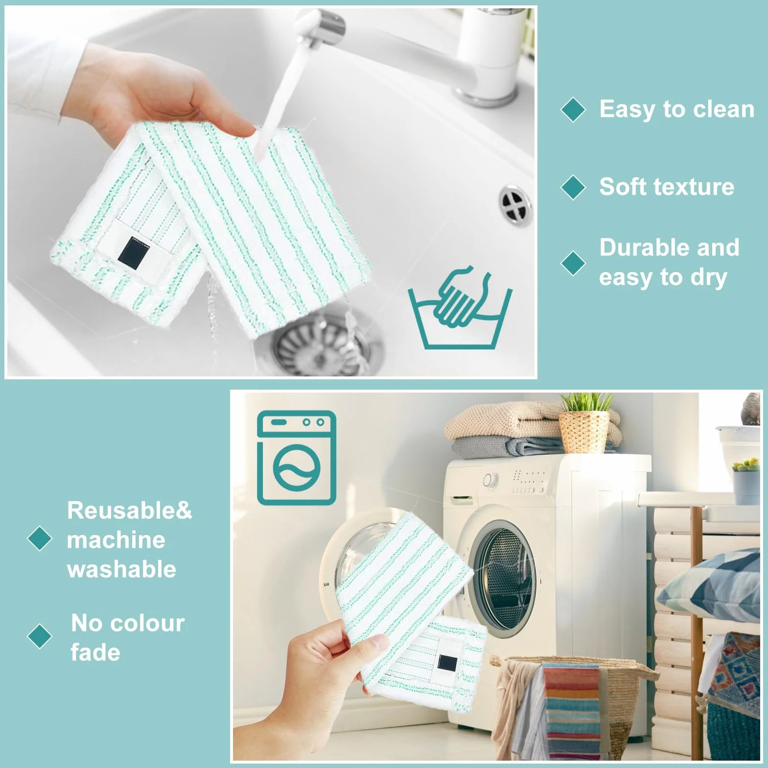 Nakładki na mop, wymienny zestaw nakładek z mikrofibry do mopa podłogowego Leifheit Clean Twist M Ergo Micro Duo - akcesoria zamienne (2 sztuki)