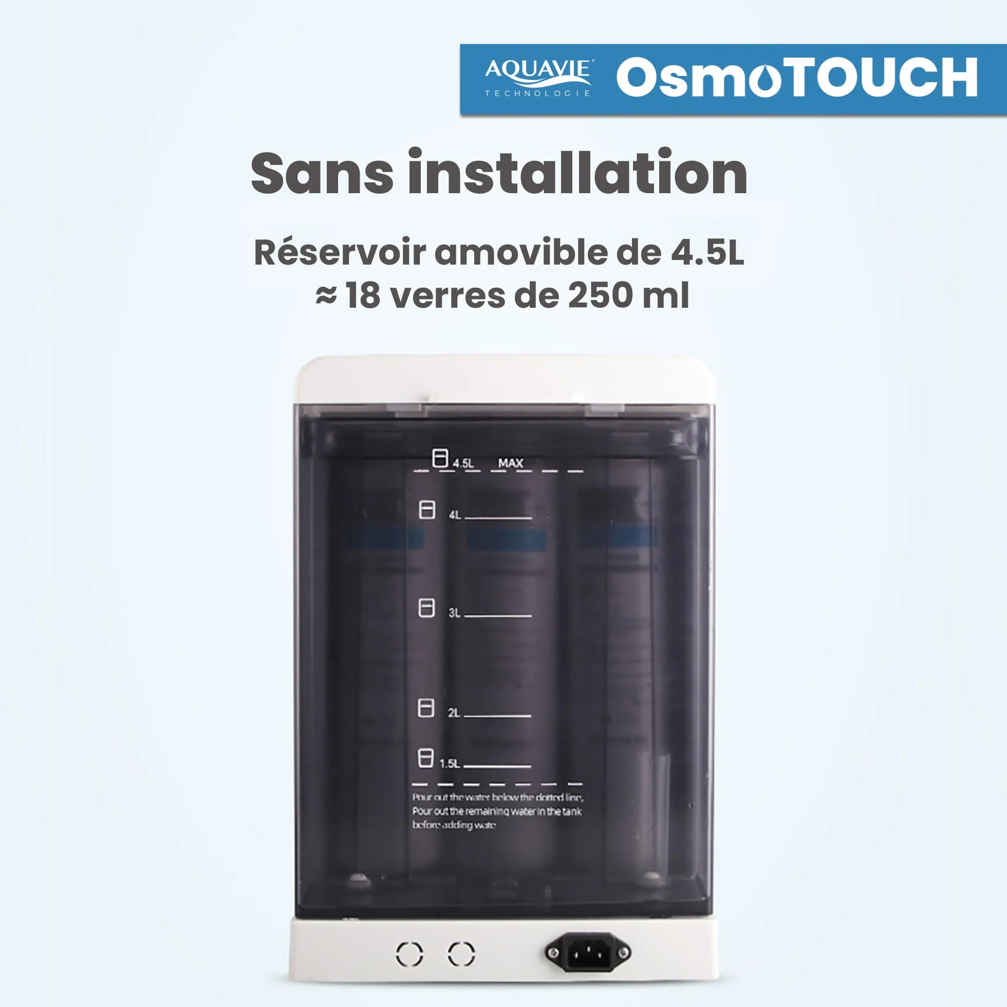 OsmoTOUCH - Fontanna na wodę oczyszczoną z odwróconej osmozy i sterylizacji - natychmiastowy dozownik ciepłej i ciepłej wody - zbiornik 4,5 l