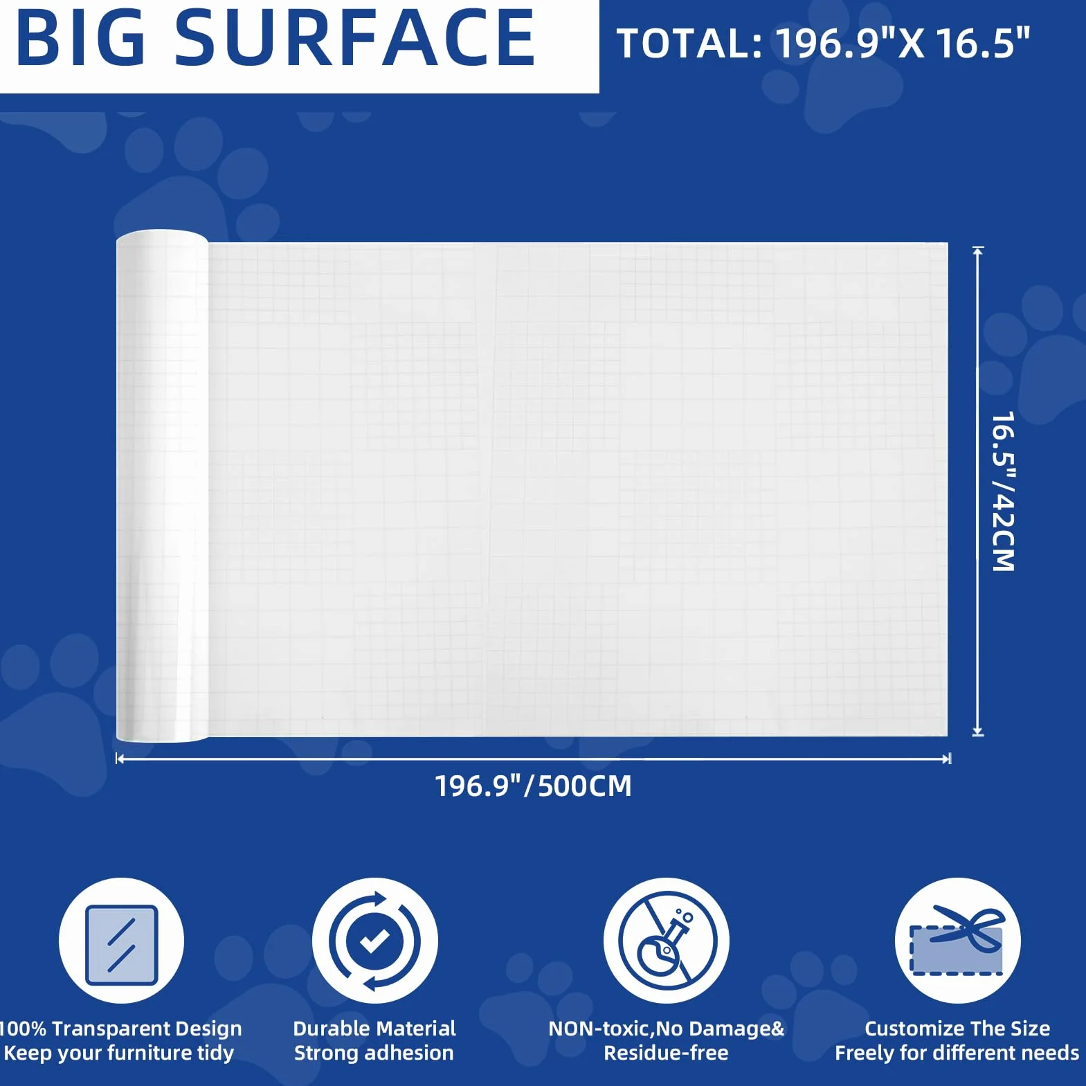 TOOSOFt Ochraniacze na sofę przed zwierzętami 5 m x 42 cm przezroczysta samoprzylepna taśma ochronna