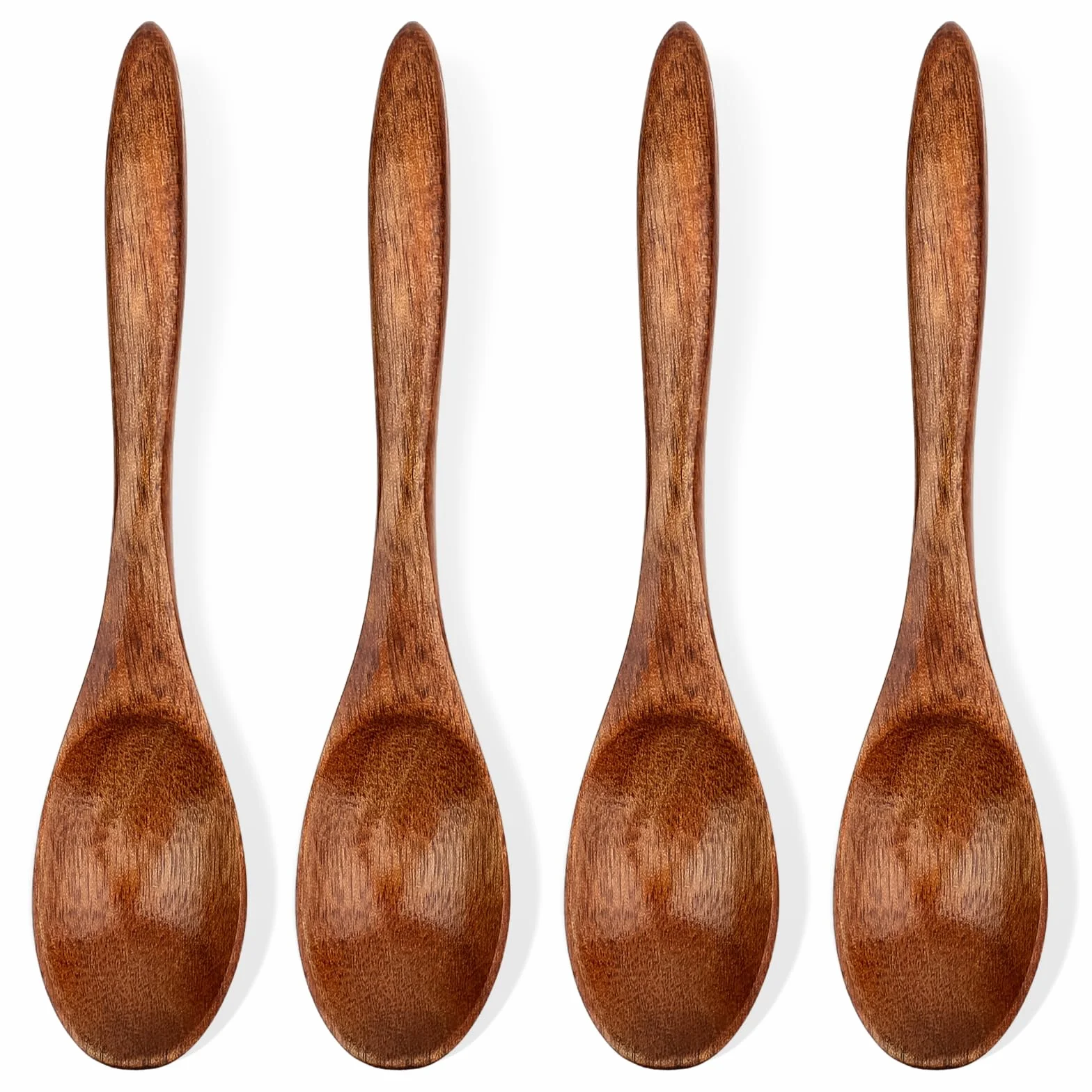 Jeffdad 4 szt. małych drewnianych łyżek, 14 cm łyżka do miodu do herbaty, drewniane łyżki do jedzenia, mini drewniane łyżki do serwowania kawy herbaty słoik przyprawy (4 szt.)