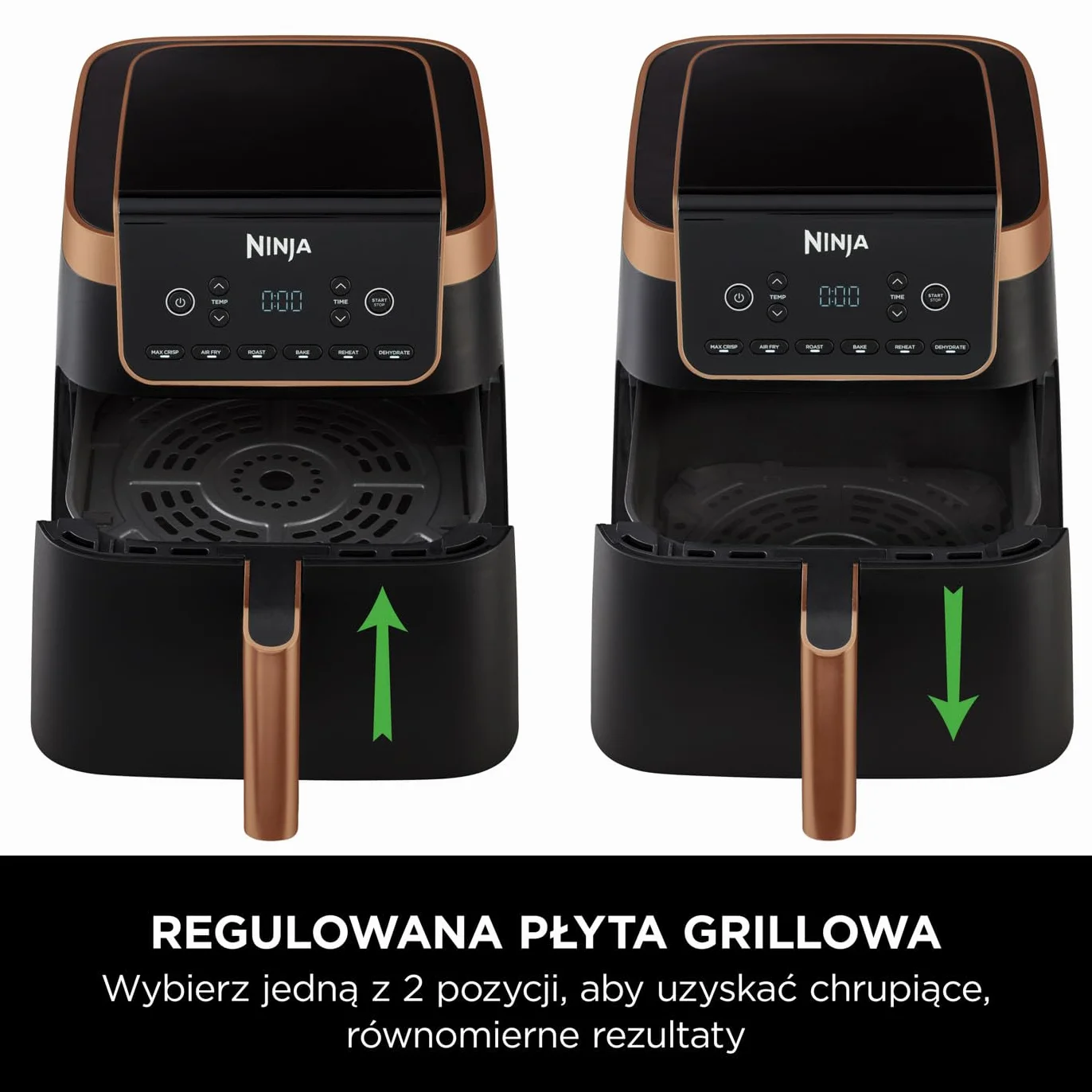 Ninja Air Fryer MAX PRO Frytkownica beztłuszczowa 6,2 l, nie używa oleju, jedna duża kwadratowa szuflada, rozmiar rodzinny, powłoka nieprzywierająca, kosz i talerz na chrupiące dania, AF180EUCP