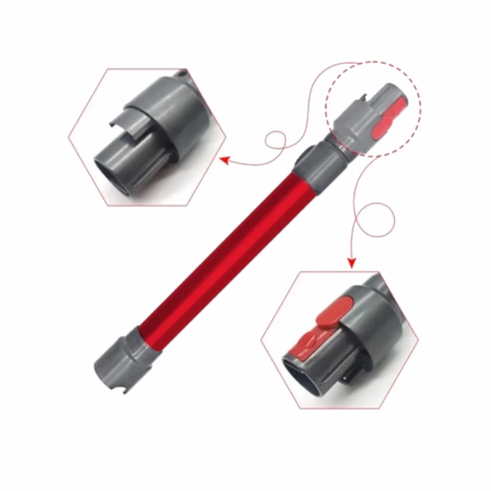 Trade-Shop Rura teleskopowa/rura ssąca zamiennik do odkurzacza Dyson V7 V8 V10 V11 V15 odkurzacz akumulatorowy odkurzacz ręczny zastępuje 967477-03 / czerwony, długość 45-70 cm