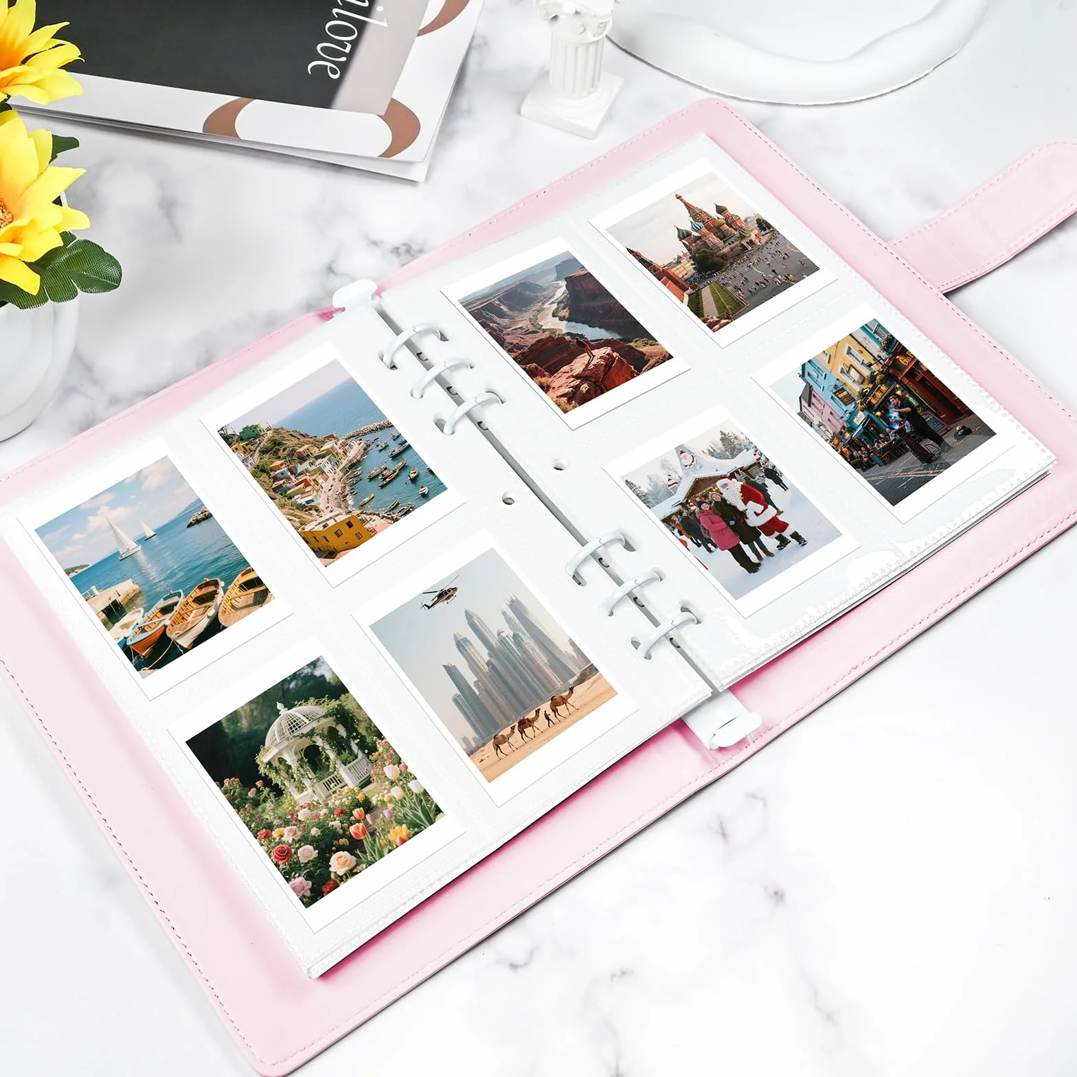 Album fotograficzny 200 zdjęć, 5 x 7 cm, do ponownego napełniania, ze skóry PU, ze stronami, kompatybilny z Fujifilm Instax Mini 12, 11, 9, 8+, 8, 99, 40, 90, 7, EVO LiPlay, Polaroid Snap/PIC-300