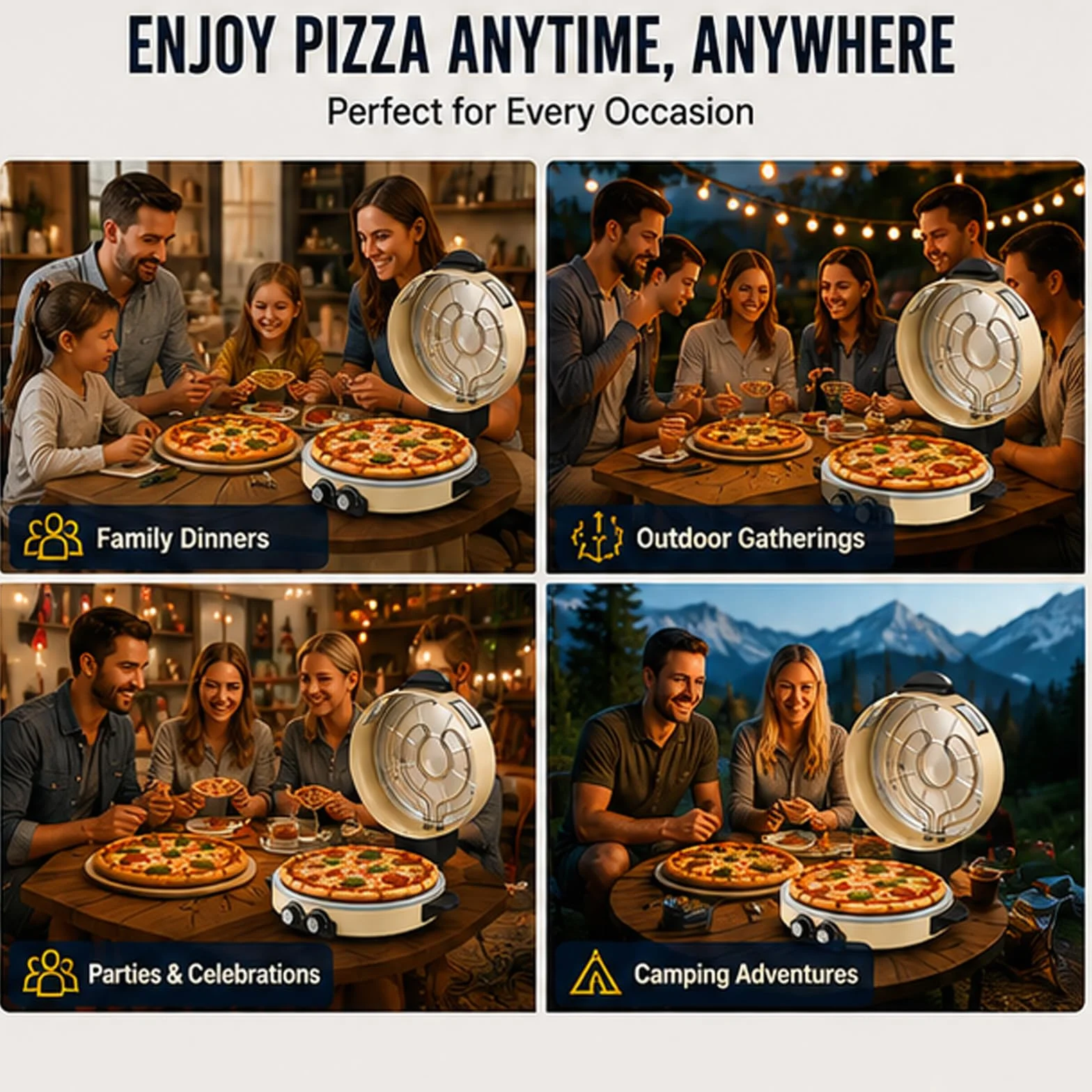 Elektryczny piekarnik do pizzy z kamienną podstawą o średnicy 40 cm z powłoką nieprzywierającą, przenośną maszyną do robienia pizzy na blacie o mocy 2200 W, podwójnym sterowaniem ogrzewaniem i szklany
