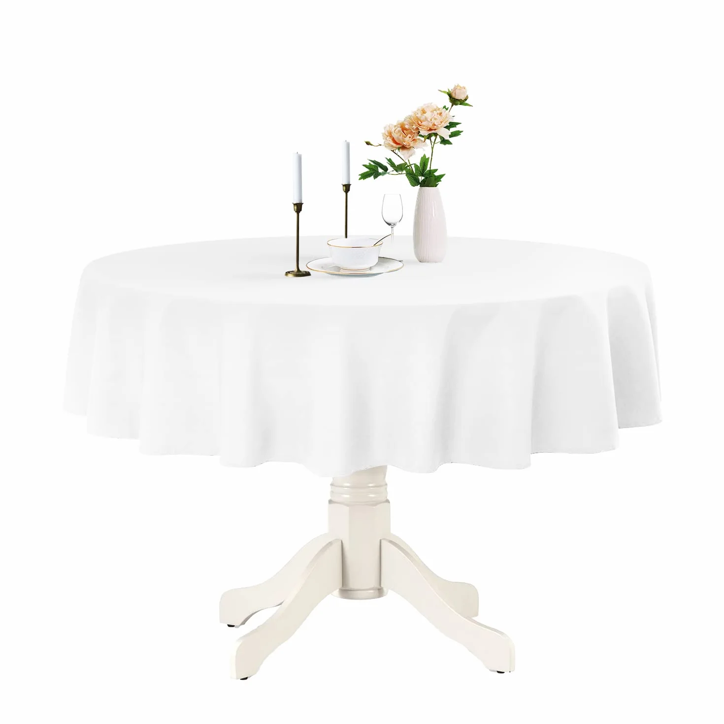 Romanstile Obrus okrągły 140 cm biały zmywalny wodoodporny