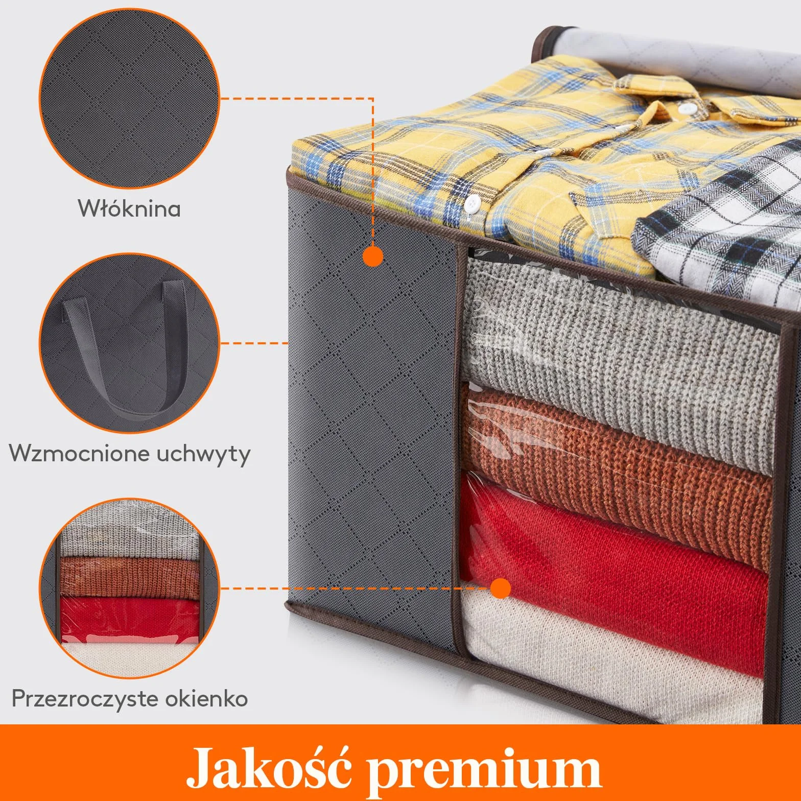 Lifewit Torba do Przechowywania Ubrań, Składany Pojemnik na Posciel, Duże Pudełka do Szafy na Kołdry Zabawki Ubrania, Under Bed Storage Boxes, 60 L, 4-Pack