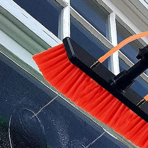 Teleskopowa szczotka do czyszczenia okien 11,9 m z raklą, wysuwany drążek do paneli słonecznych i ogrodu zimowego do czyszczenia dachu wysokiego zasięgu