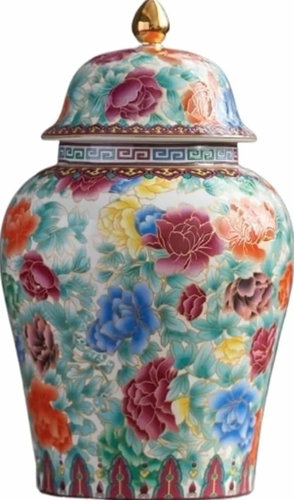 Słoik imbirowy niebieska i biała ceramiczna herbata domowe ozdoby przechowywanie słoik na herbatę chiński styl (zielony)
