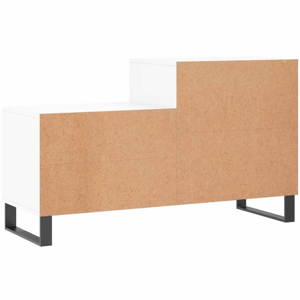 Szafka na buty, biała, 102 x 36 x 60 cm, wykonana z materiału drewnopochodnego, z 5 półkami i metalowymi nogami, przechowywanie butów bez kurzu, wytrzymała górna płyta do dekoracji