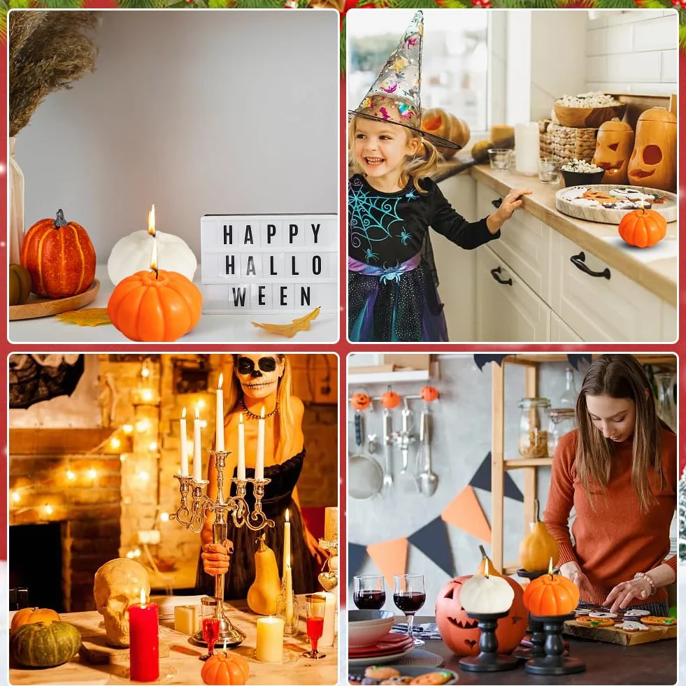 2 szt. Świeca dyniowa na Halloween Aromaterapia Świece Ręcznie robione Płonące Woskowe Świece, Święto Dziękczynienia Jesienne Dekoracje Sypialnia Dekoracja Stołowa