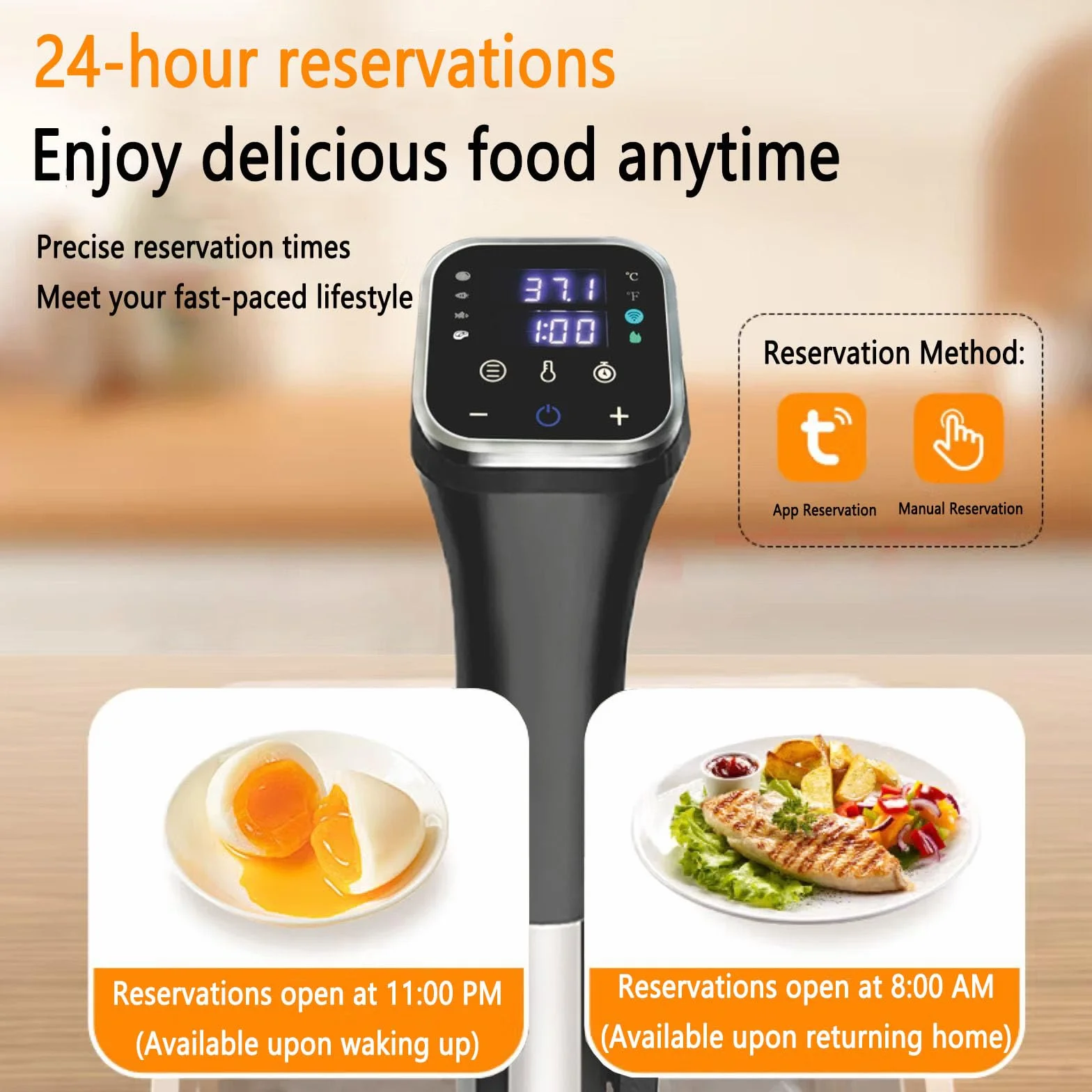 Urządzenie Do Gotowania Sous Vide Precision Cooker Z Ekranem LCD I Czułą Sondą Temperatury, Mocowane Na Klips, Trójwymiarowy Obieg Wody, Regulacja Temperatury W Zakresie 25°C–95°C