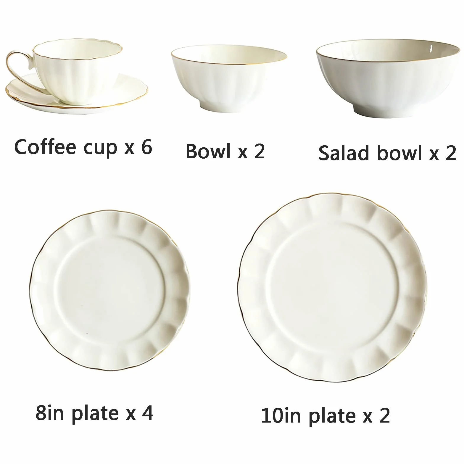 16-częściowy ceramiczny zestaw zastawy stołowej – kolekcja Phnom Penh zawiera talerze obiadowe, talerze sałatkowe, miski do zupy i kubki, elegancka zastawa stołowa do domu, jadalni, biała porcelana