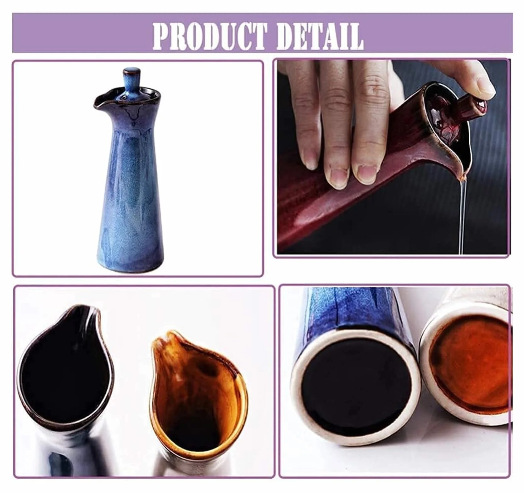 Dozownik oleju i octu Dozownik oleju i octu, ceramiczne butelki octu olejowego małe 120ML butelka na sos sojowy Jar ocet Sos łodzie przyprawy Ocet(Brown)