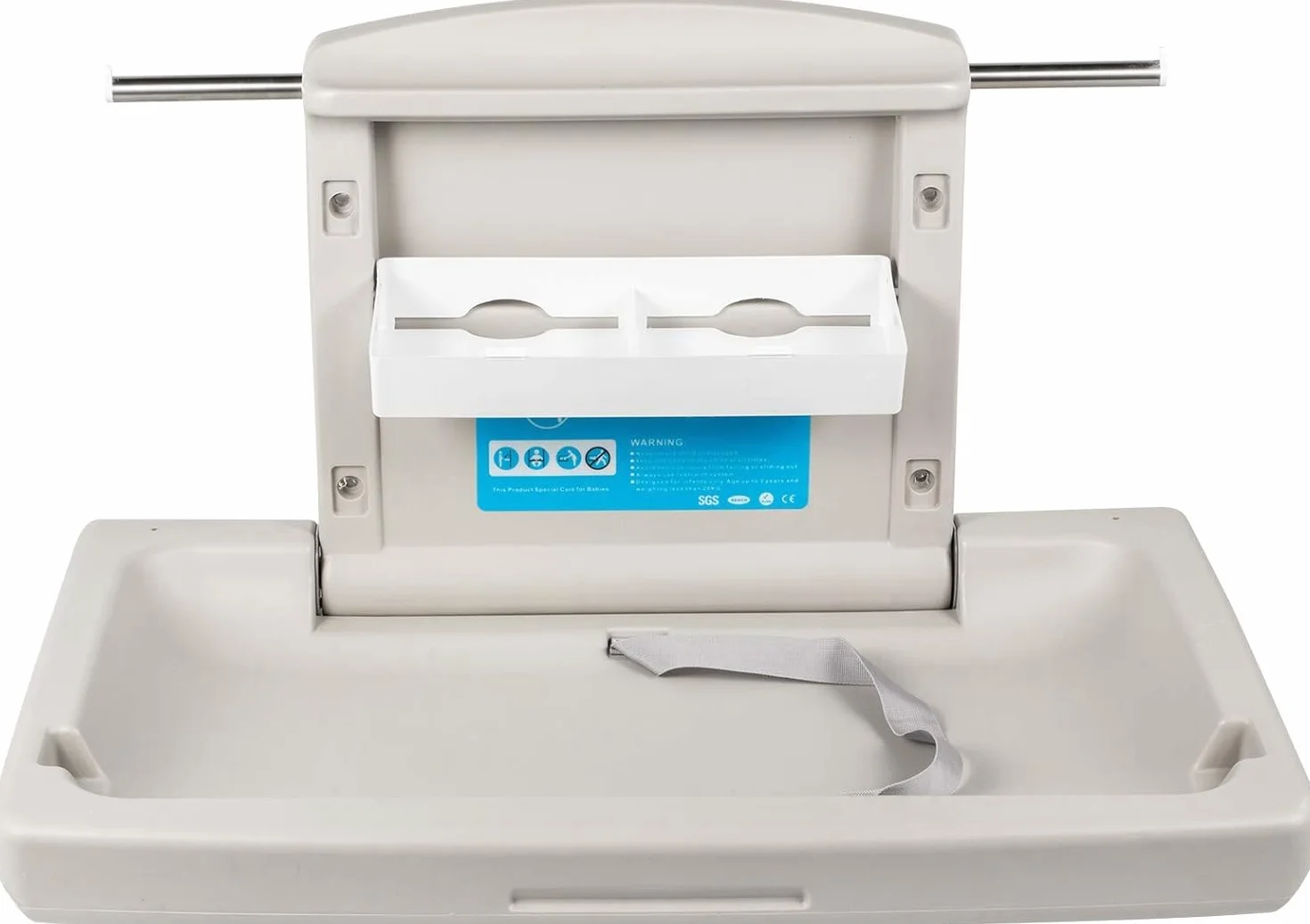 VEVOR Stół do przewijania ścian HDPE Stacja na pieluchy obciążenie 15 kg Składany stół do przewijania dla dzieci Handlowy pasek bezpieczeństwa Przewijak Toaleta Centrum Handlowe