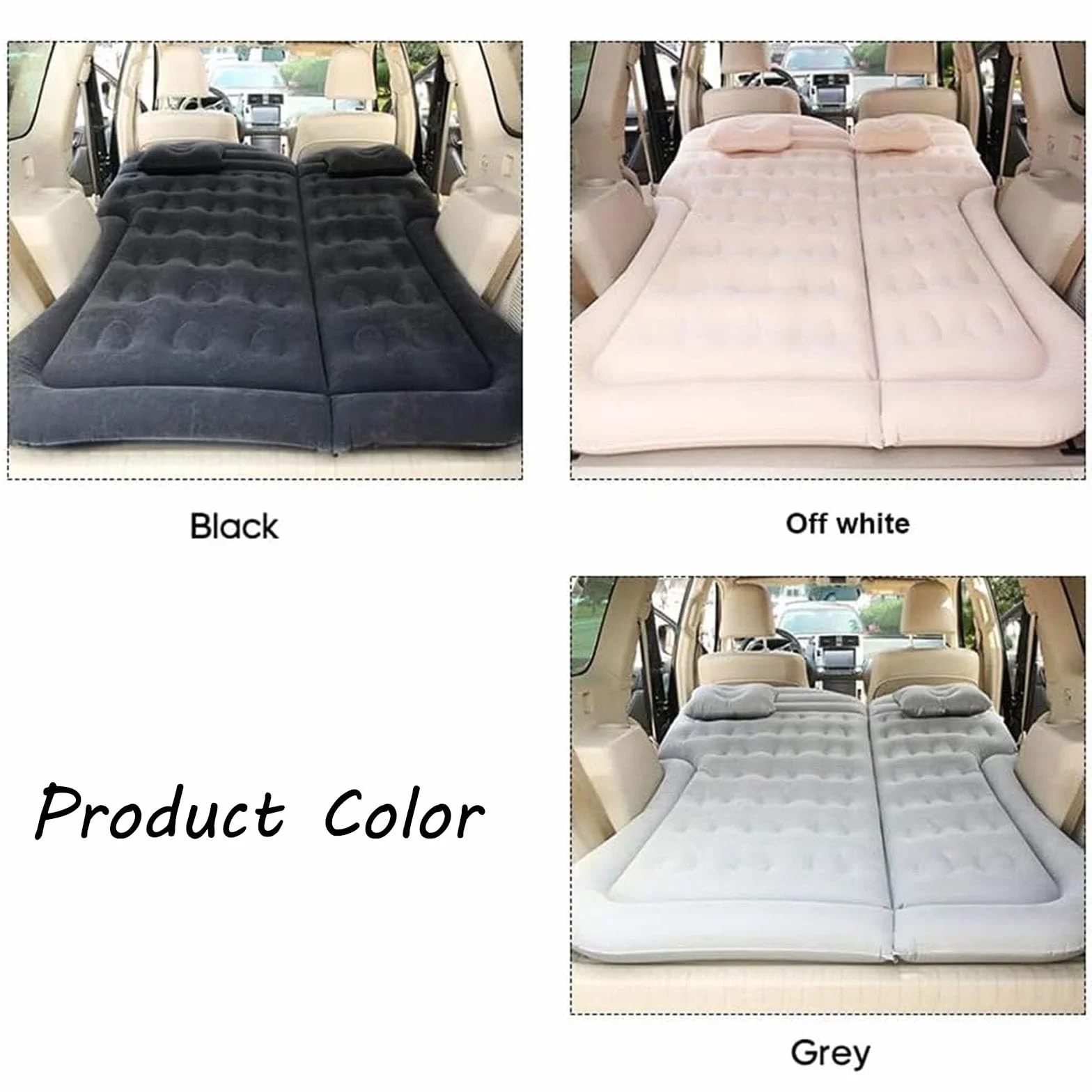 Samochodowy materac dmuchany do Toyota Land Cruiser Prado (J150) 5-drzwiowy, z 2 poduszkami powietrznymi, ruchome grubsze, masywna powierzchnia PVC, regulowane tylne siedzenie, A/czarny