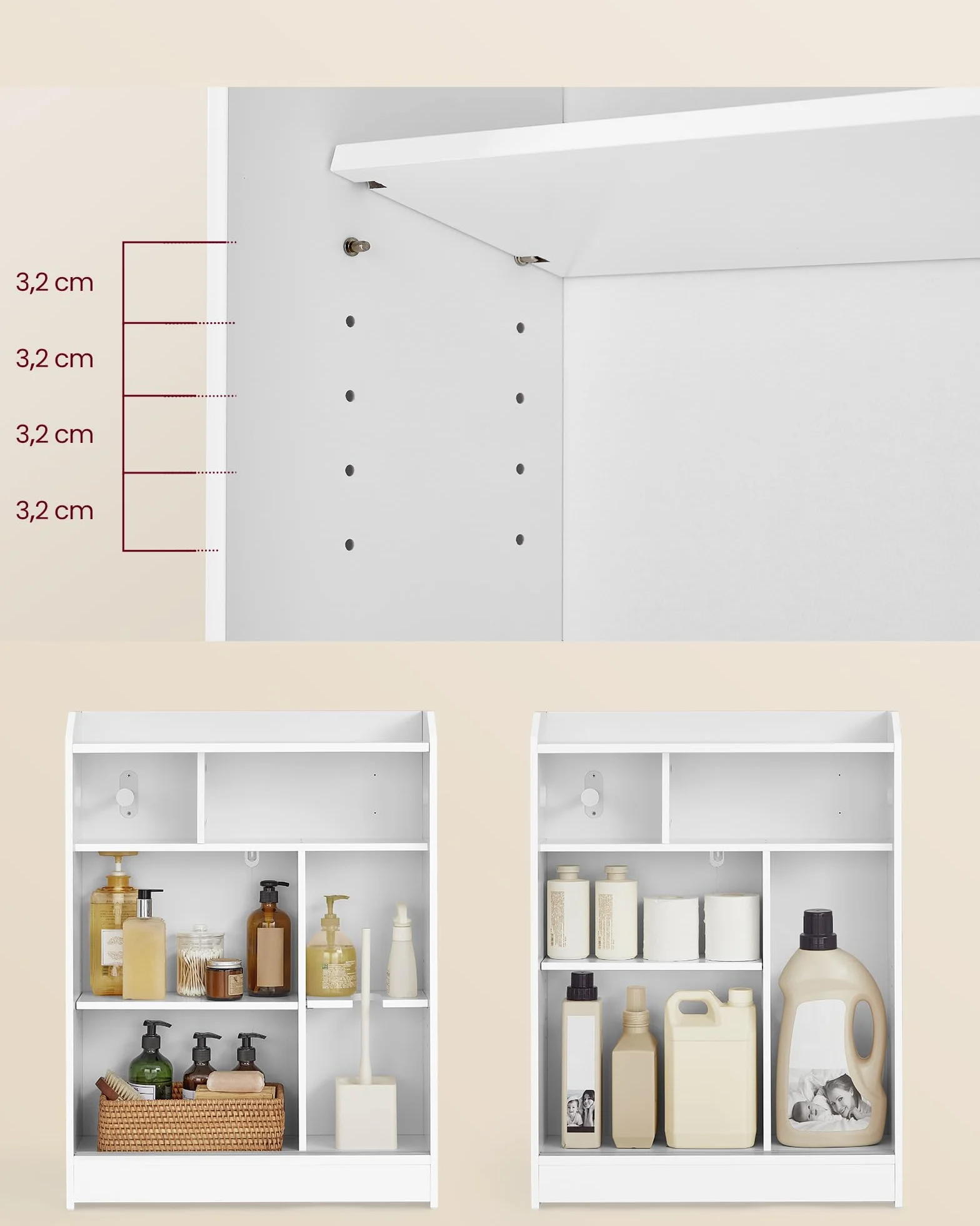 VASAGLE szafka łazienkowa 20 x 60 x 80 cm drzwi przesuwne regulowane półki