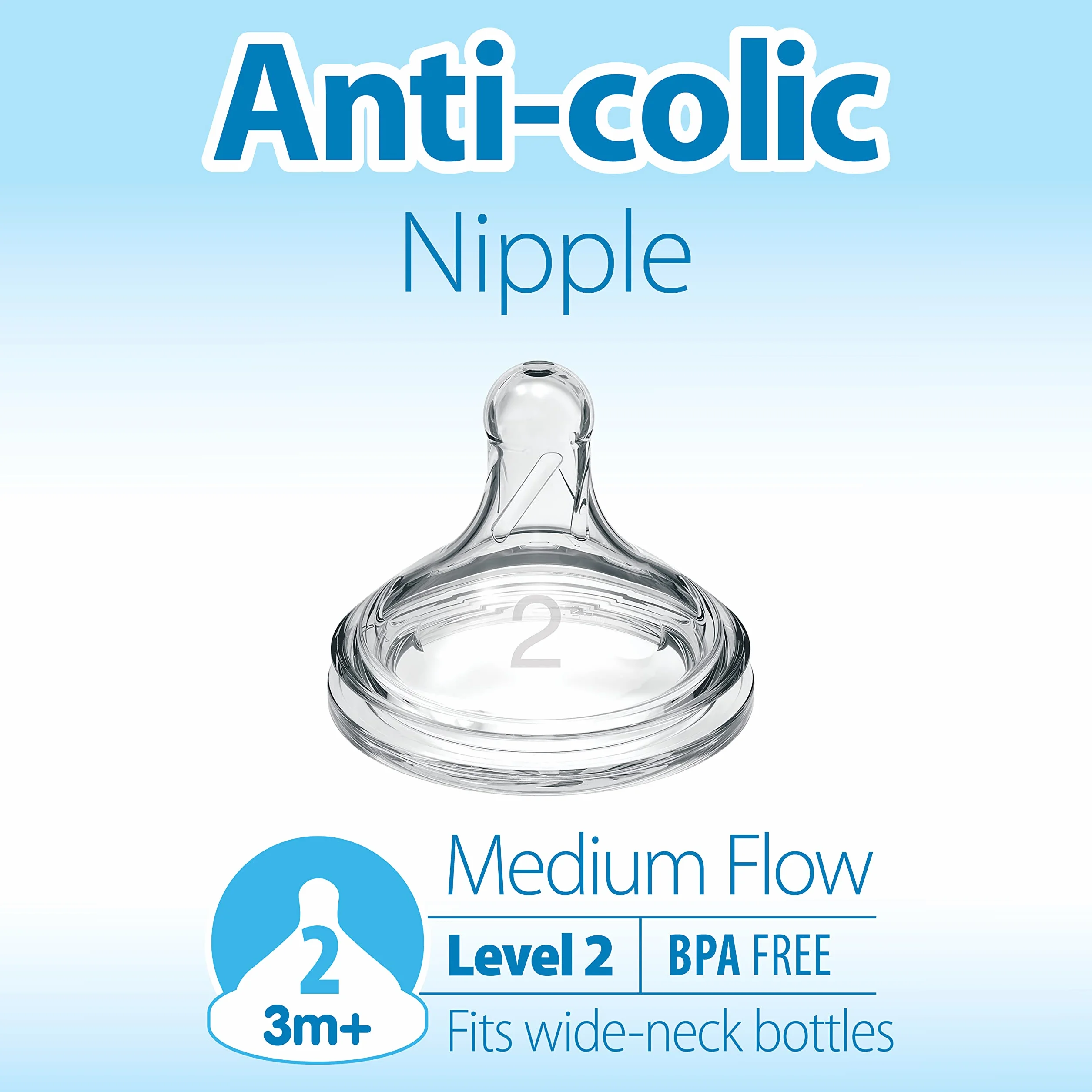Dr. Brown's Options+ - Capezzolo a collo largo, livello 2 (3 mesi+), 6 conteggio