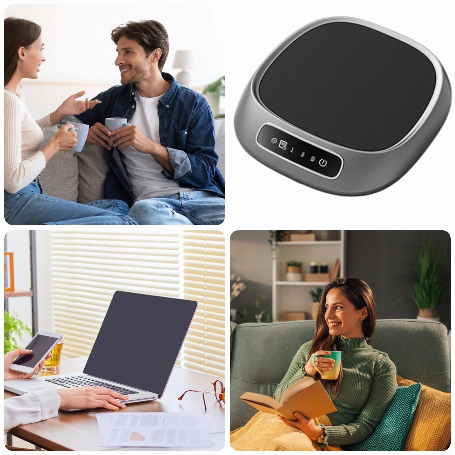 Biurowy podgrzewacz do kawy, podgrzewacz do filiżanek kawy | Podgrzewacz do herbaty zasilany przez USB z 3 ustawieniami temperatury, podgrzewacz do filiżanek do napojów, podgrzewacz świecy z