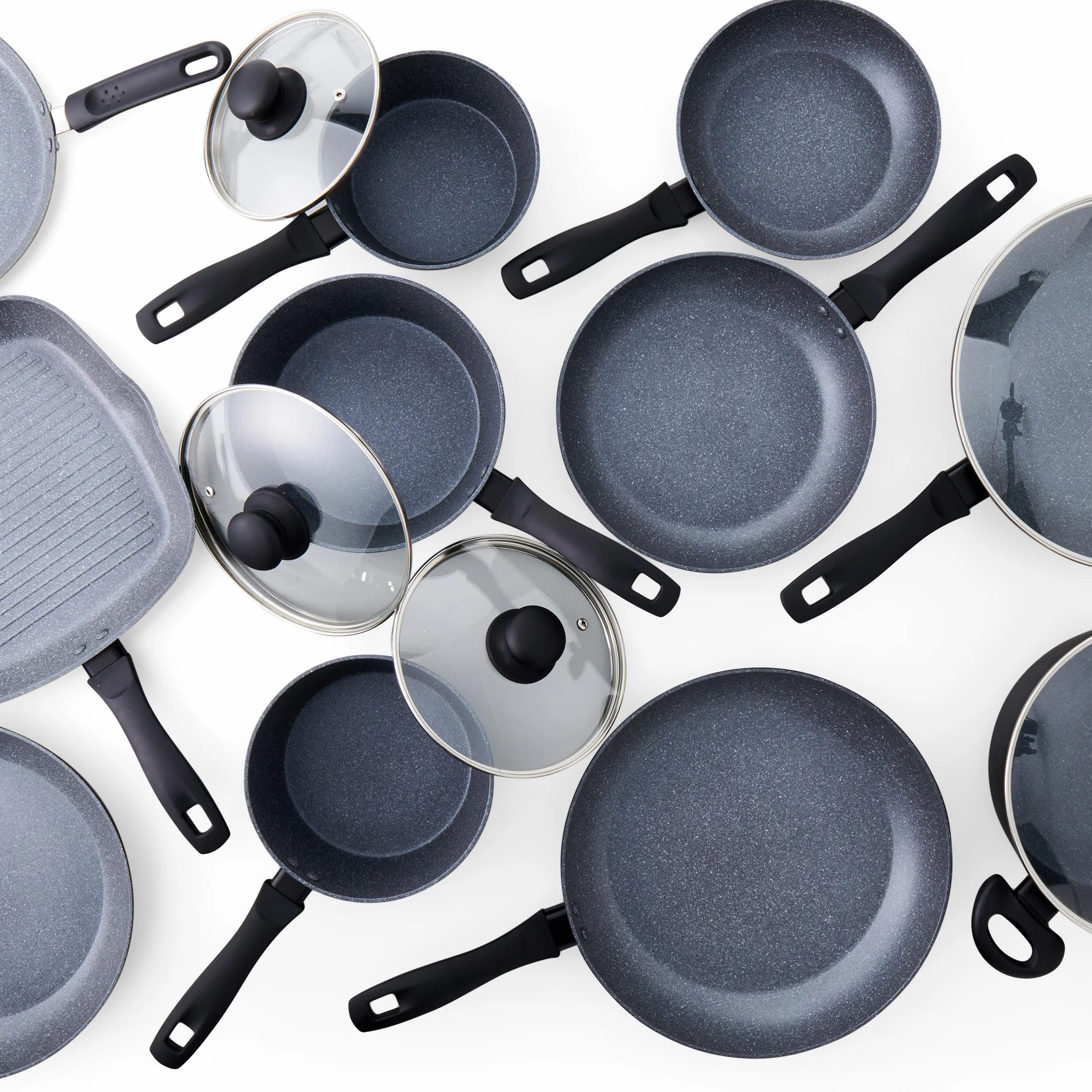 Russell Hobbs RH02799EU7 Frying Pan, Non-Stick, Induction Hob Suitable Cooking Pan, Cook With Little or No Oil For Healthy Meals, Soft Grip Handle, Metallic Marble, Strong Forged Aluminium, 24 cm