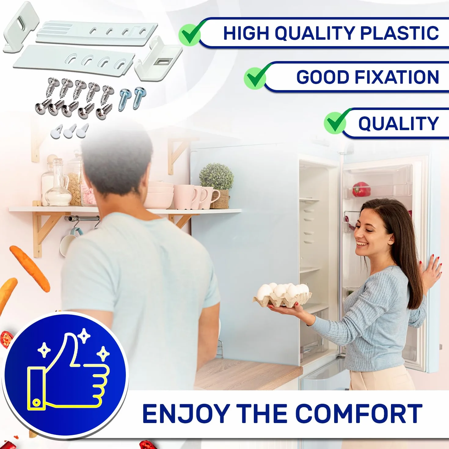 2 Set Integrated Fridge Door Sliders with Original Code 9086322 9086084 9086111 for Liebherr 1878720 1878730 for Miele and 015730361 for Smeg - MONTERAL