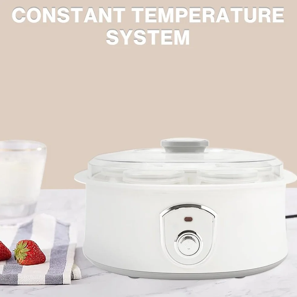 Automatyczna maszyna do jogurtu do domu, elektryczna maszyna do jogurtu | Regulacja temperatury 42–50 ℃ i duża pojemność 1,5 l/równomierne ogrzewanie dolne oraz łatwa konserwacja domowych deserów
