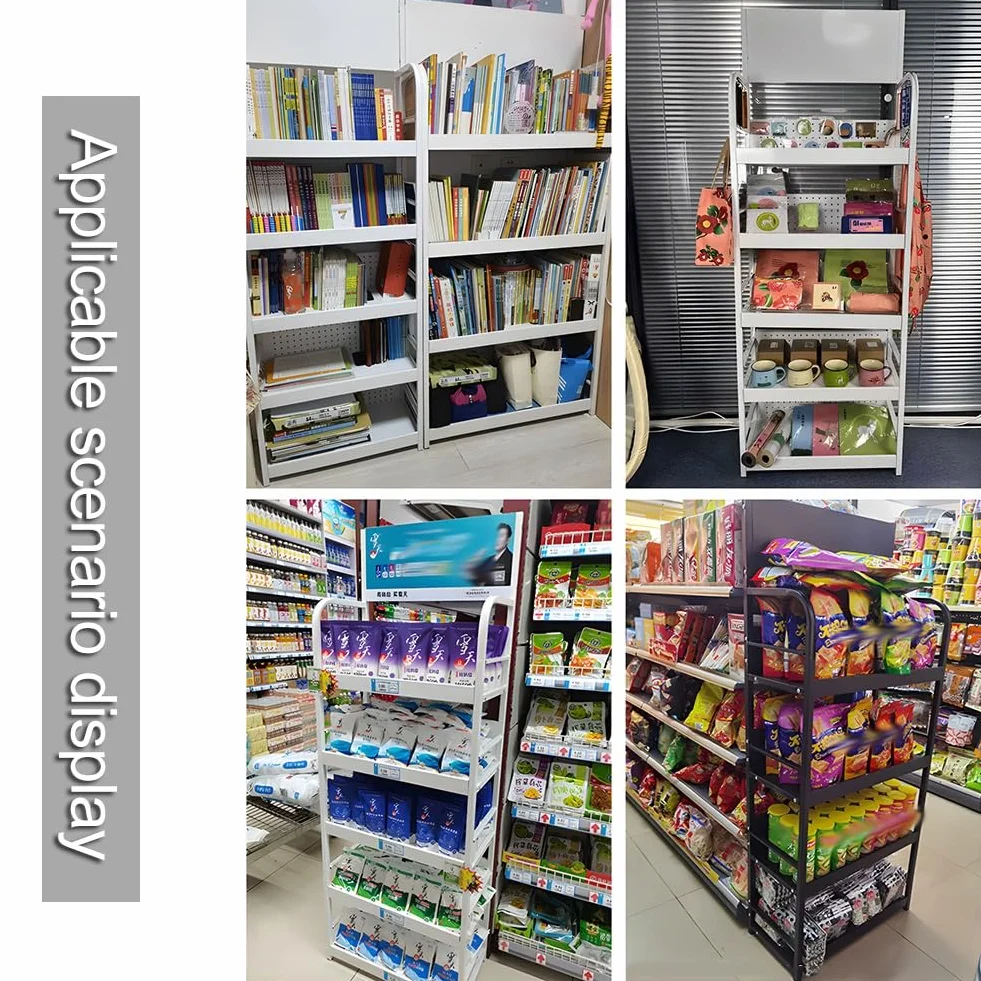 Metalowa półka na przekąski do supermarketu, stojak na cukierki/chipsy z kółkami, do spiżarni domowej, sklepów, teatru(Biały 80x30x170 cm)