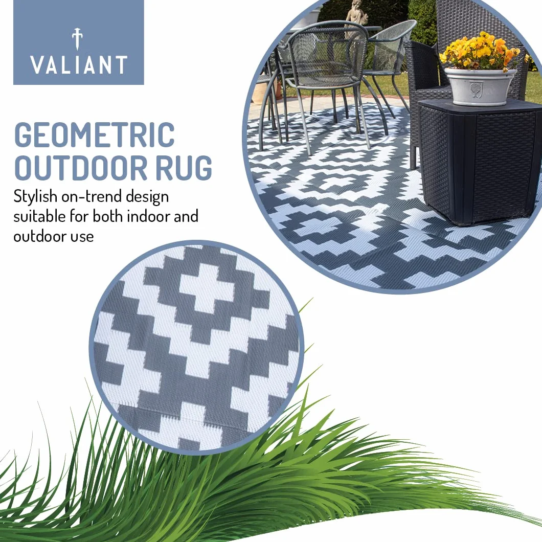 VALIANT Geometryczny chodnik na patio i taras na zewnątrz, 1,7 m x 0,6 m, szary