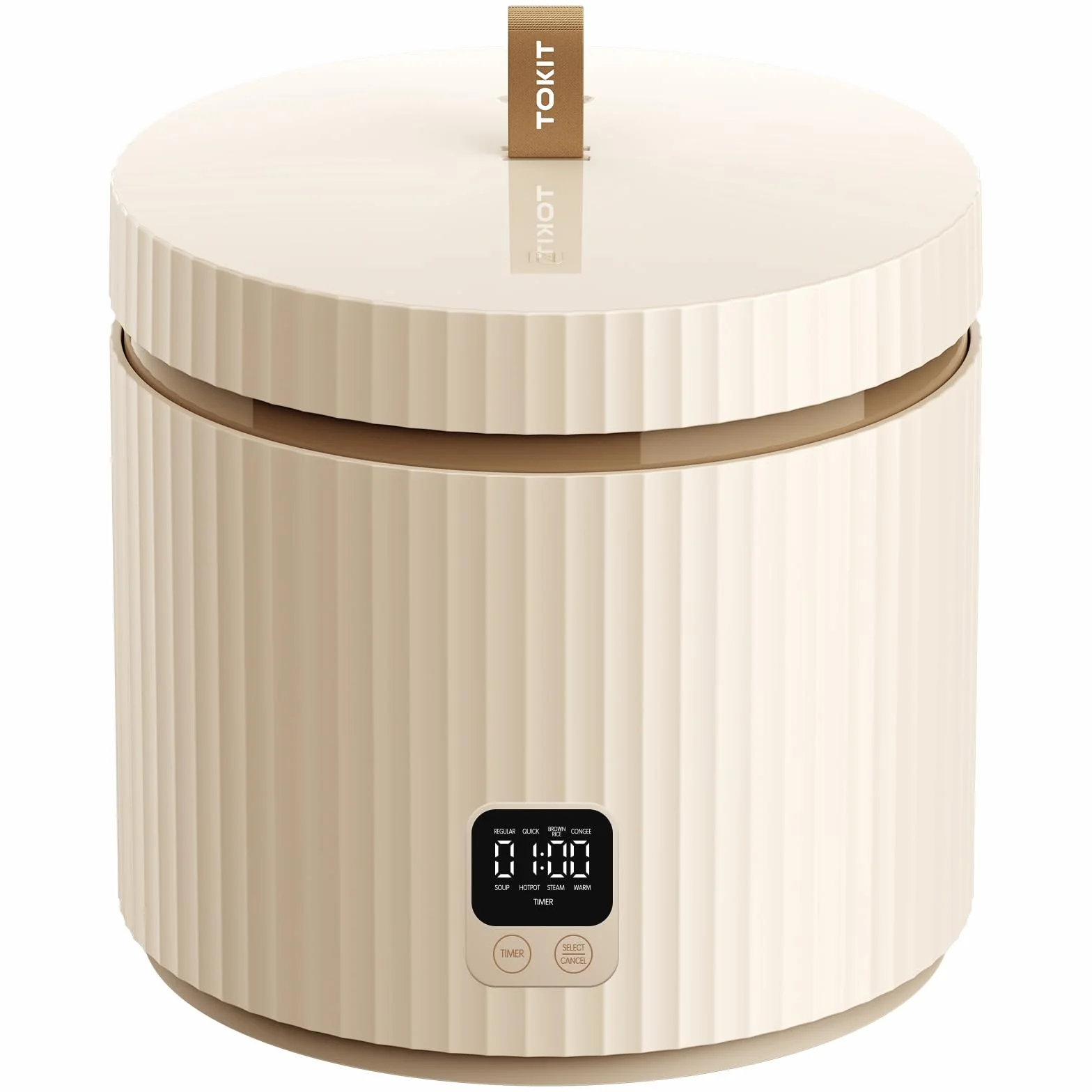 TOKIT Rice Cooker Pro szybkowar do ryżu, 1,5 l, mały, ale wielofunkcyjny, z przyciskiem dotykowym wyświetlacza, dla 1-3 osób, powłoka ceramiczna, nieprzywierająca, wewnętrzna doniczka do ryżu (biały)