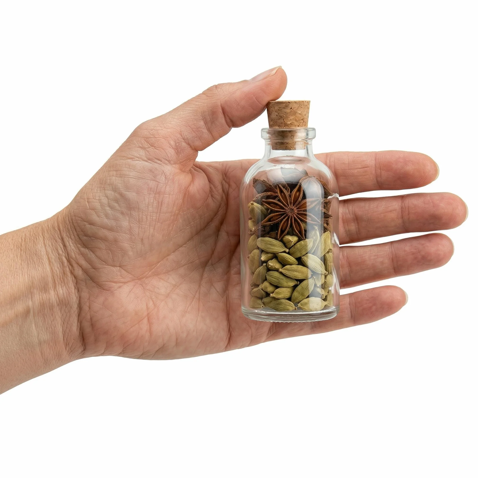 Mini butelki szklane 100 ml z korkiem, 25 sztuk, małe butelki do napełniania, szklana butelka Mini-TR, przezroczyste butelki na likier, 25 x 100 ml