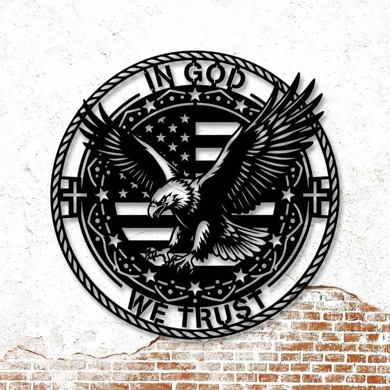 Metalowa dekoracja ścienna z czarnym orłem i flagą USA, metalowa chrześcijańska, patriotyczna dekoracja ścienna z orłem bielikiem, nowoczesna dekoracja ścienna z krzyżem do salonu, sypialni,