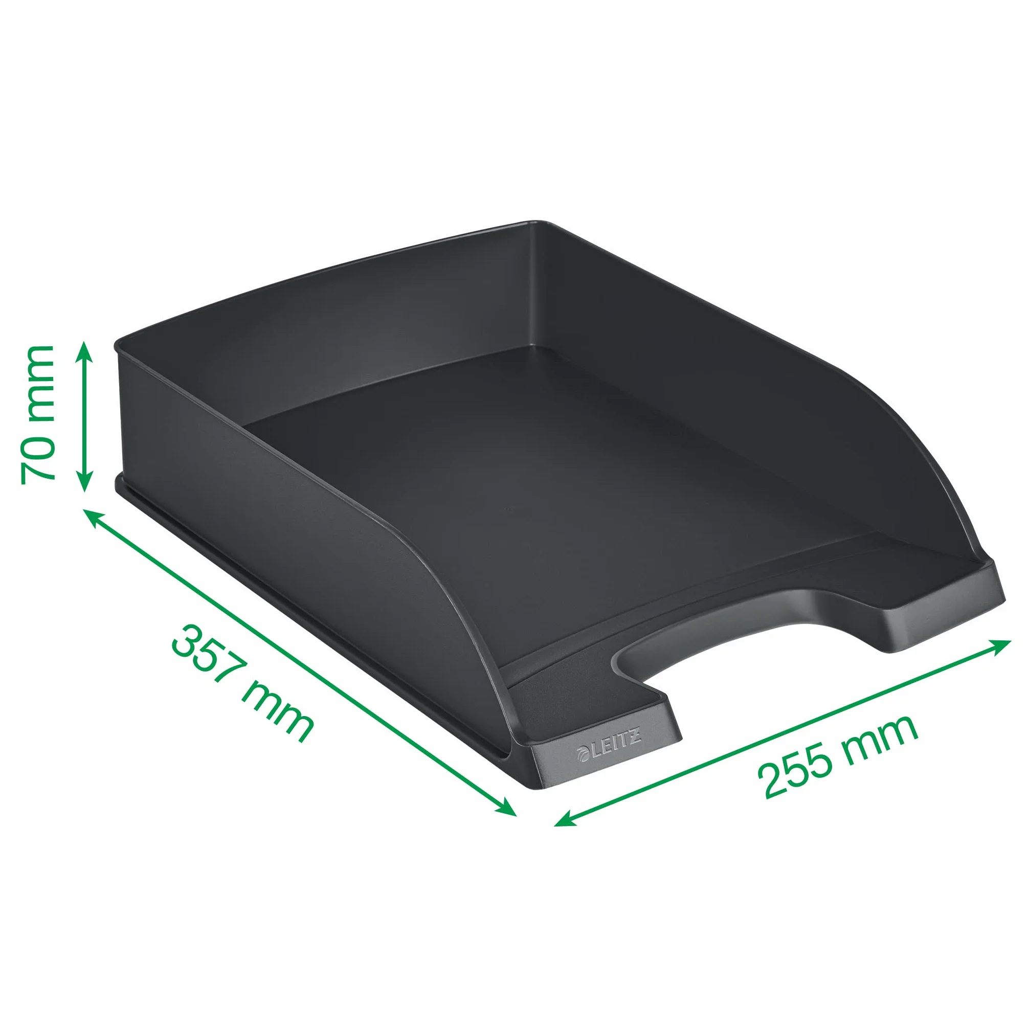Leitz 52270095 Kosz na listy standardowy, format A4, 3 sztuki, półka na listy w jakości premium, możliwość łączenia z serią Plus, kolor czarny