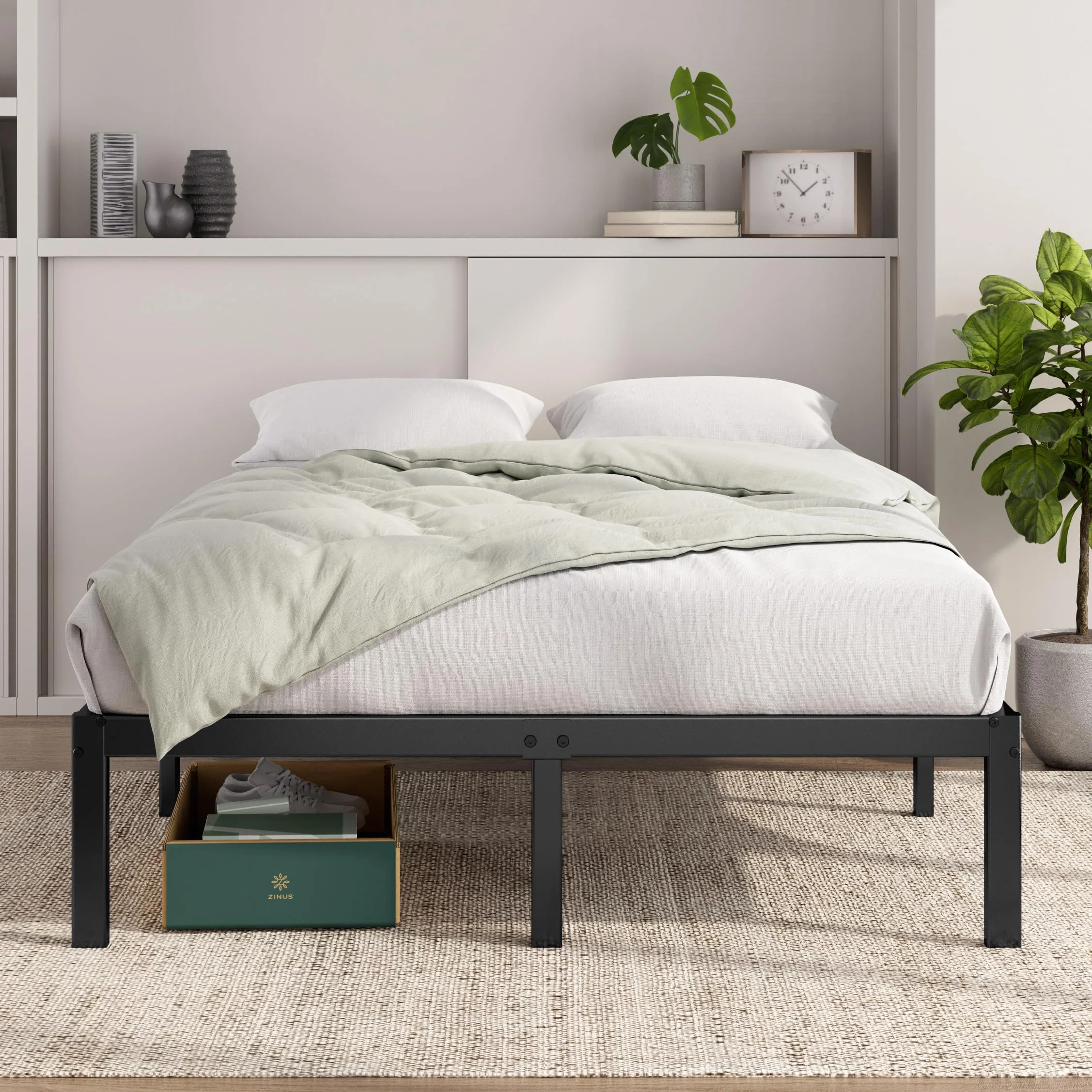 Zinus Rama łóżka z metalową platformą Elias 36 cm wysoki uchwyt uchwyt stalowy uchwyt łatwy montaż