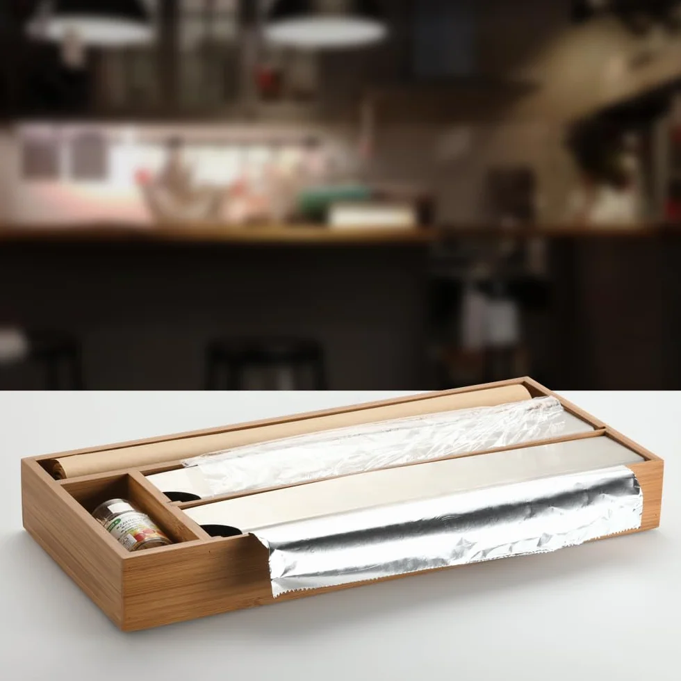 Kesper | Dozownik folii, materiał: bambus, wymiary: 42 x 19 x 5,4 cm, kolor: brązowy |59041 13