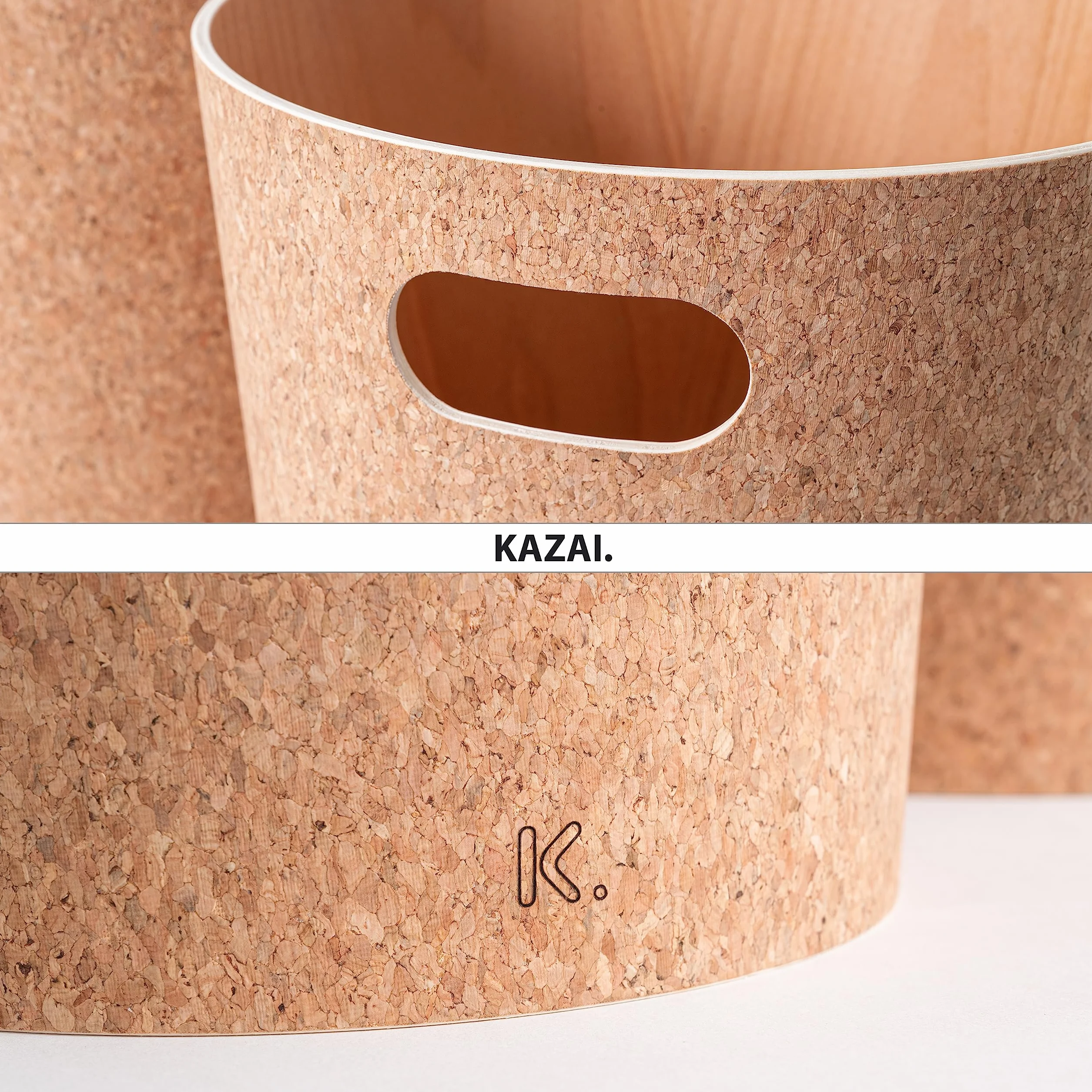 KAZAI. Prawdziwa Drewniana Kosz na Śmieci "Börje" | Nowoczesny Kosz na Papier do Biura, Pokoju Dziecięcego, Sypialni i Nie Tylko | 9 Litrów | Korek (klasyczny)