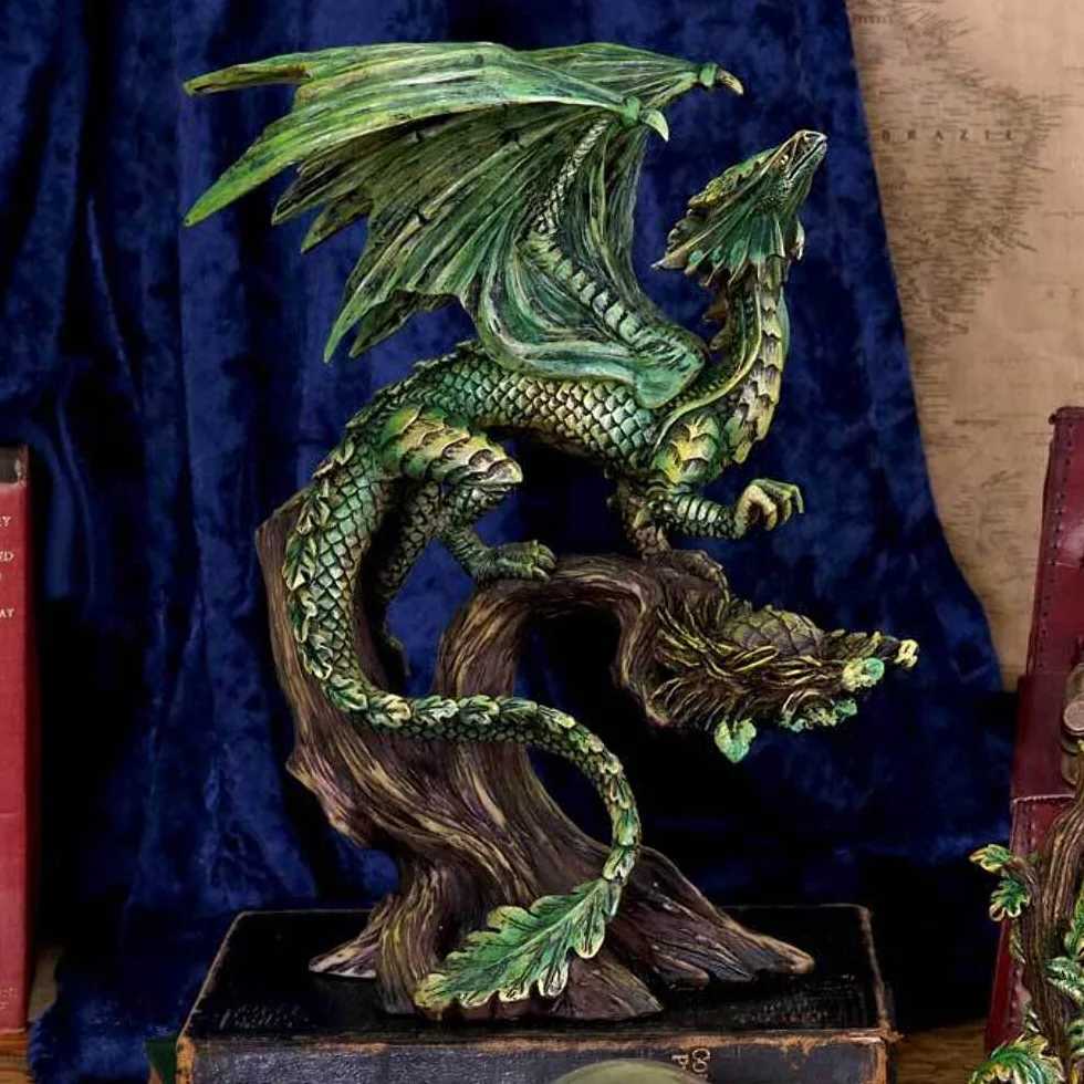 Nemesis Now Dorosły leśny smok Anne Stokes figurka 25,5 cm, żywica, zielona, jeden rozmiar