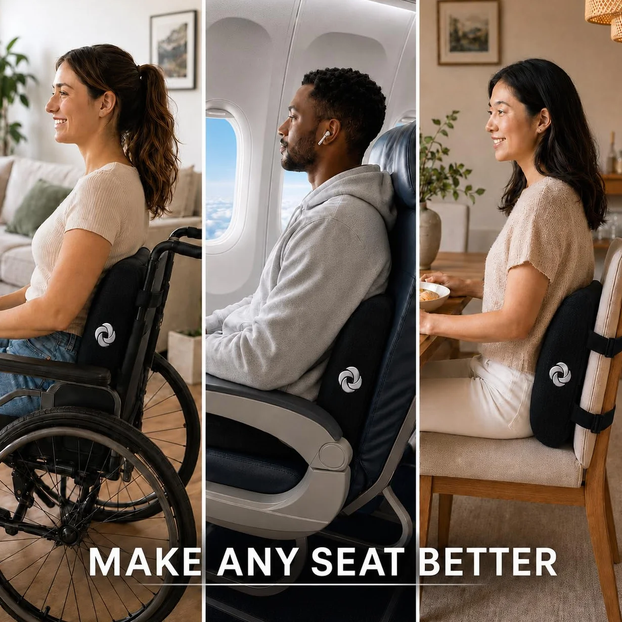Samsonite SA5243 - Ergonomiczna poduszka podtrzymująca lędźwie - pomaga złagodzić ból dolnej części pleców - 100% czysta pianka z pamięcią kształtu - poprawia postawę - pasuje do większości siedzeń -