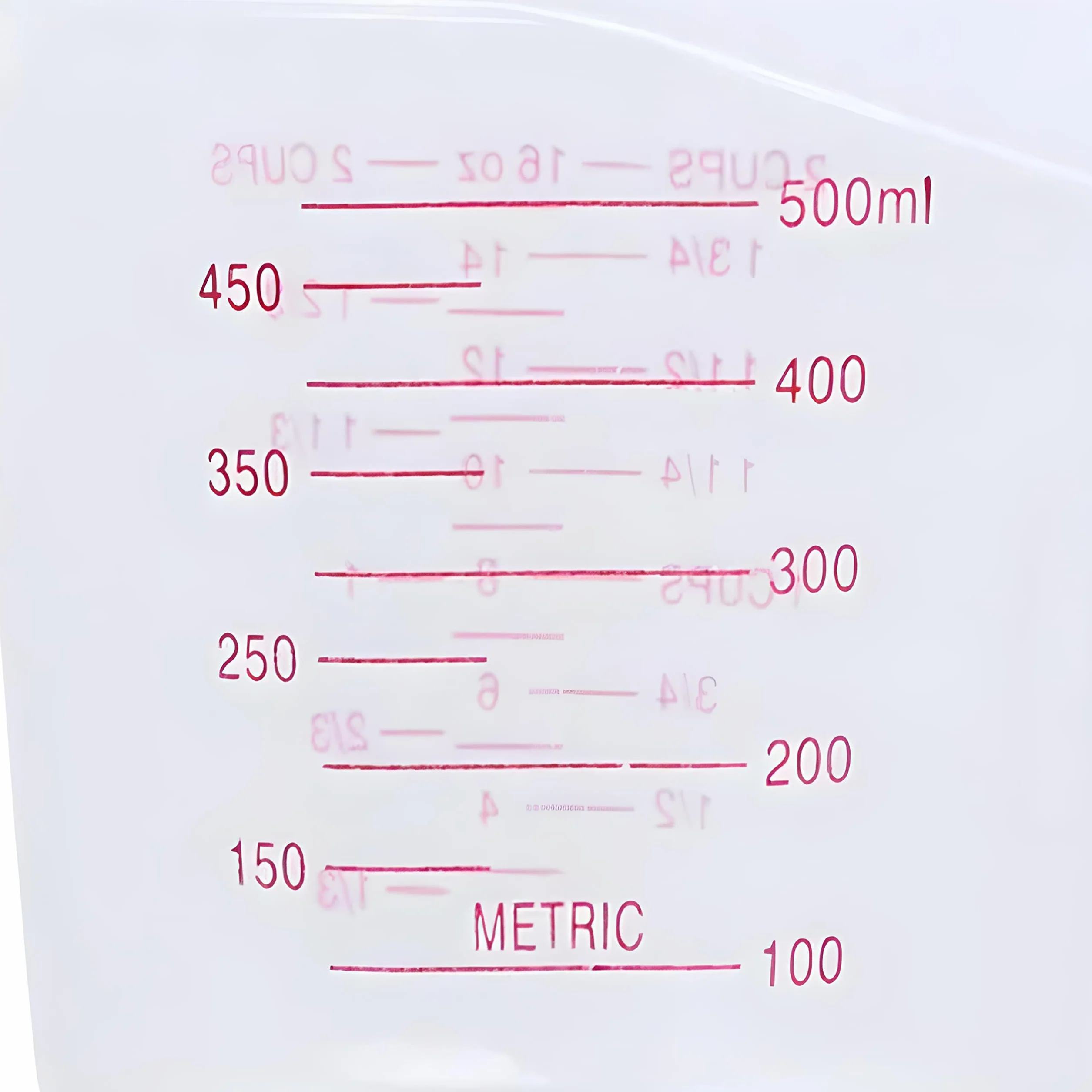 Rotto Kubek z miarką 0,5 l | odporny na stłuczenia, nadaje się do mycia w zmywarce, przezroczysty, czerwona skala, tworzywo sztuczne, do kuchni, gospodarstwa domowego, warsztatu i laboratorium
